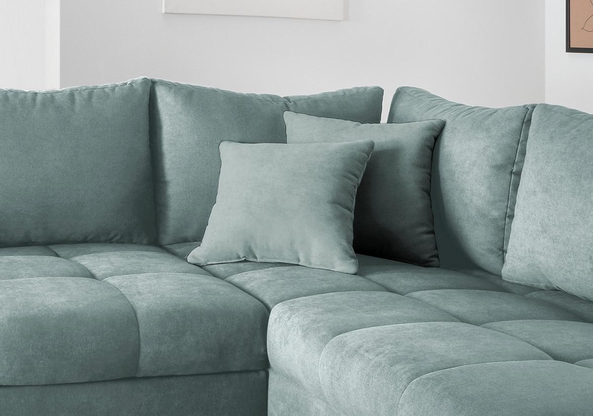 Eckschlafsofa Alvito Mintgrün S: 298/202 cm - Silberfarben/Mintgrün, Design, Textil (298/202cm) - MID.YOU