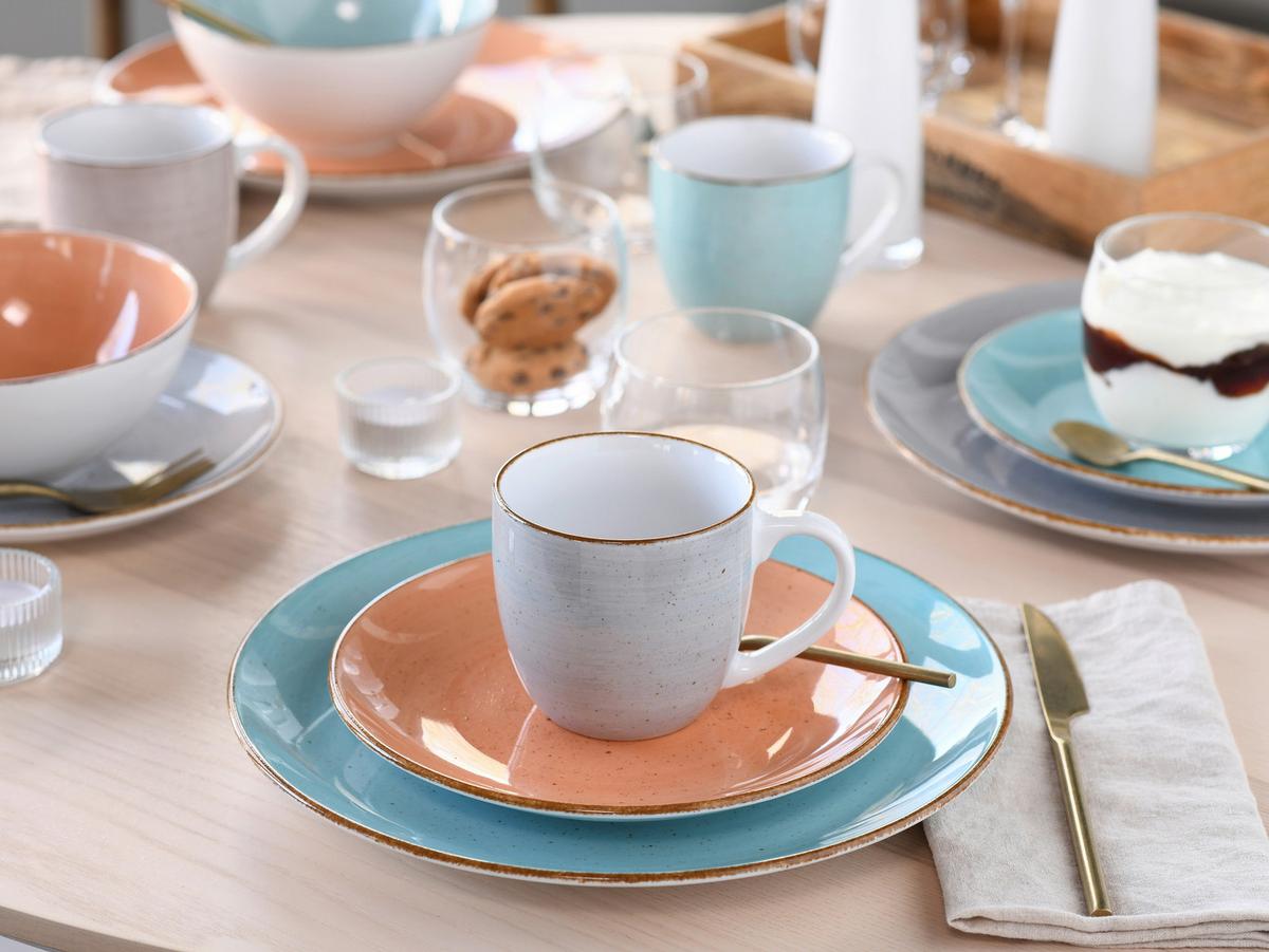 Tafelset Vintage Nature Bunt 12-Teilig, Stapelbar - Graubraun/Orange, Basics, Keramik - Creatable
