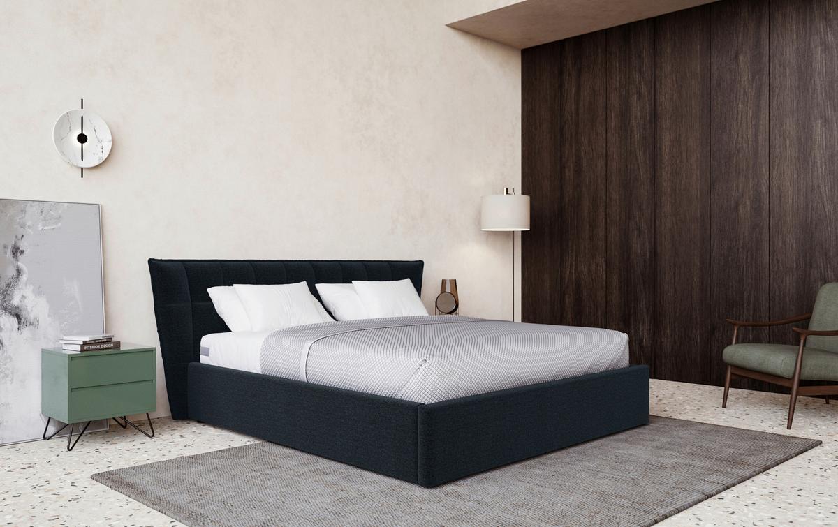 Kárpitozott Ágy Marsala 160/200 Cm - sötétkék/antracit, Modern, faalapú anyag/textil (160/200cm)