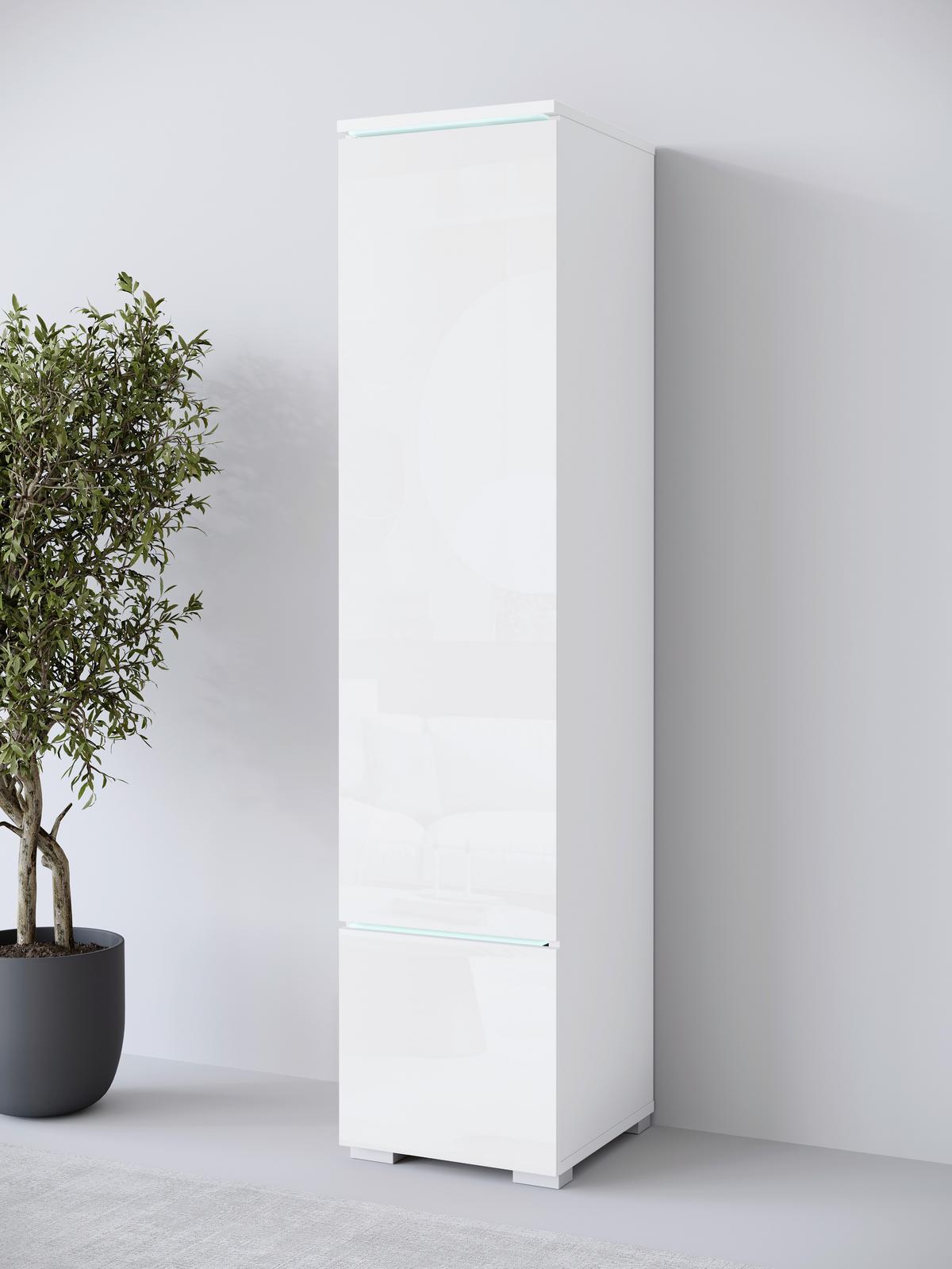 Hochschrank Vera Weiß Hg B: 30cm - Weiß Hochglanz/Weiß, Design, Holzwerkstoff (30/130/33cm) - Livetastic