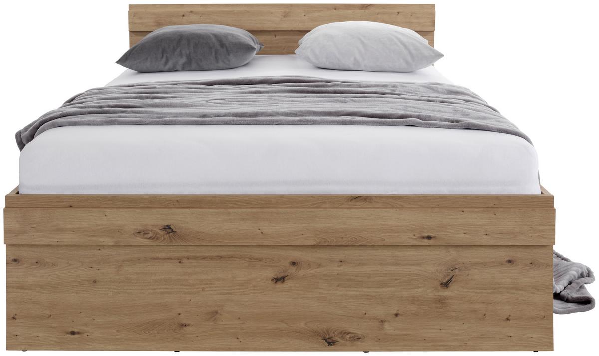 Stauraumbett 140x200 Cm Box, Artisan Eiche Dekor/weiß - Eichefarben/Weiß, MODERN, Holzwerkstoff (140/200cm) - Ondega