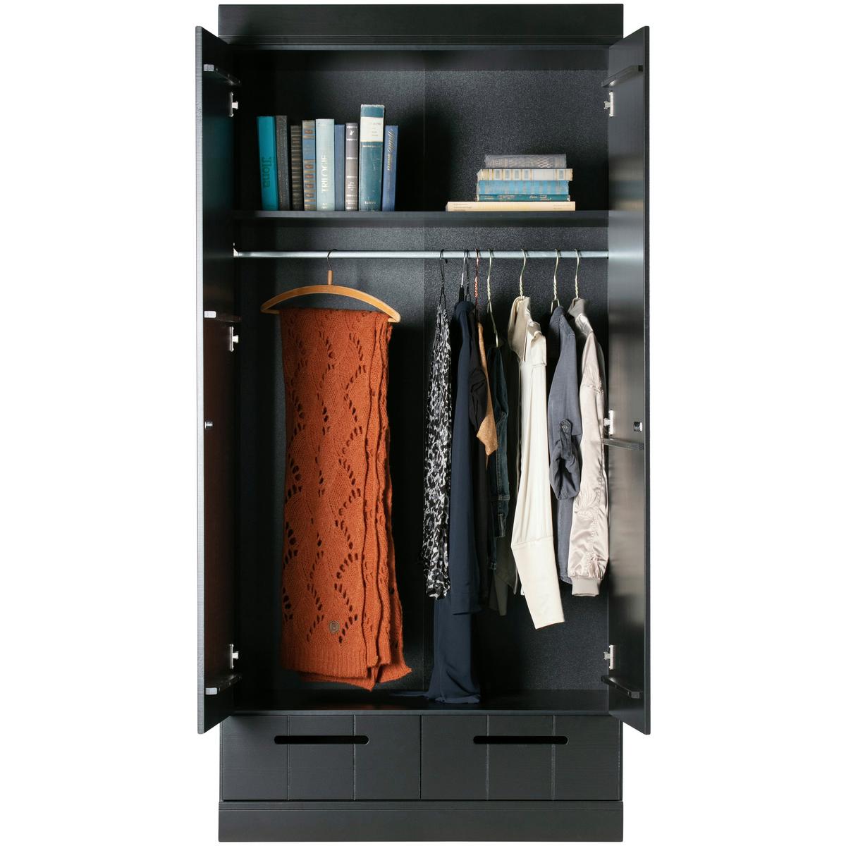 Drehtürenschrank Connect, Schwarz B: 94 Cm - Schwarz, Design, Holz (94/195/53cm) - Livetastic