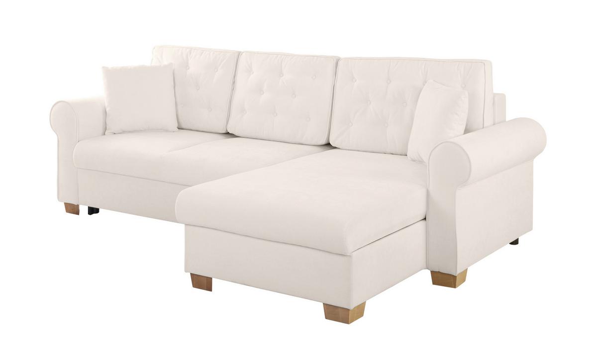 Ecksofa Arles, Creme 02 S: 266x161 Cm - Buchefarben/Creme, Design, Textil (266/161cm) - MID.YOU