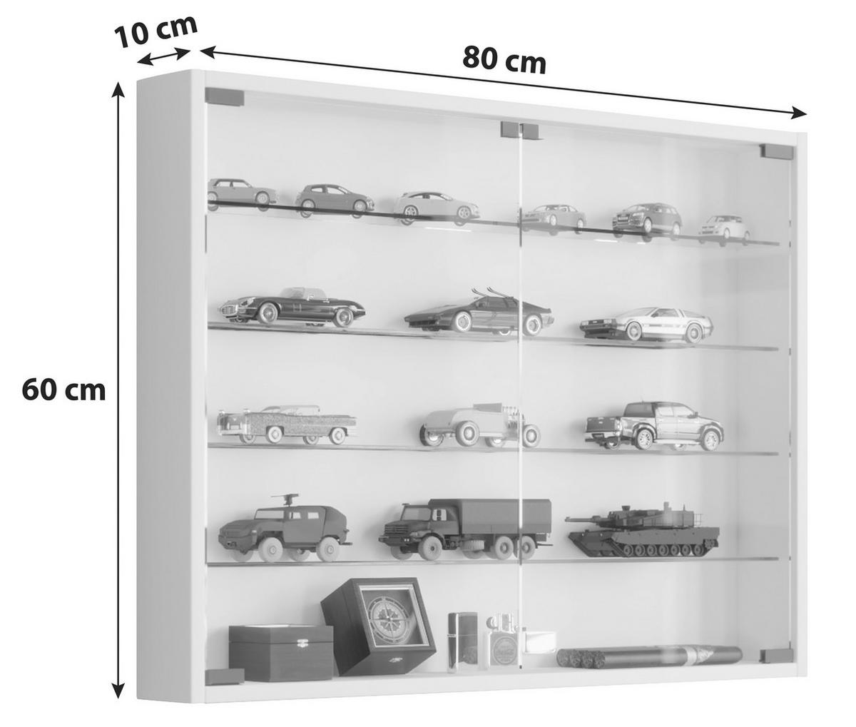 Hängevitrine Mandosa L B: 80cm Schwarz Dekor, Sicherheitsglas - Transparent/Schwarz, KONVENTIONELL, Glas/Holzwerkstoff (80/60/10cm) - MID.YOU