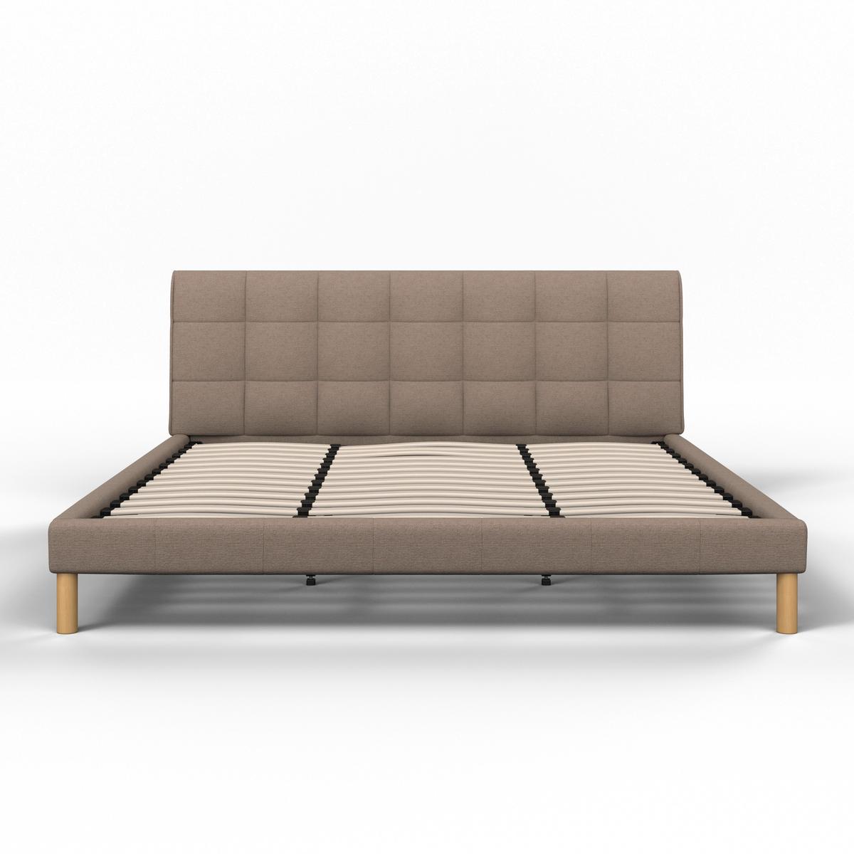 Čalouněná postel MARA 180x200 cm, šedobéžová - šedobéžová/přírodní barvy, Moderní, kov/dřevo (180/200cm) - Bessagi Home