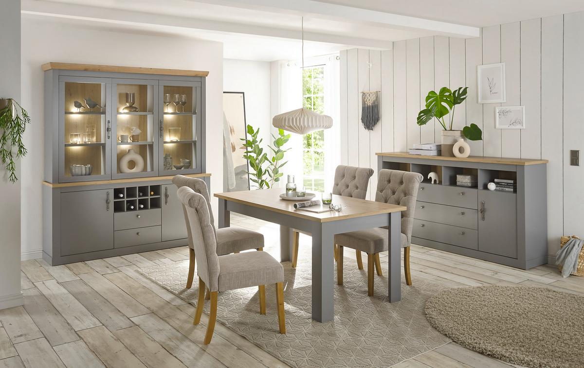 Esstisch Chambord Grau/eiche Artisan L: 160 Cm - Eiche Artisan/Grau, Design, Holzwerkstoff (160/90/76cm) - MID.YOU