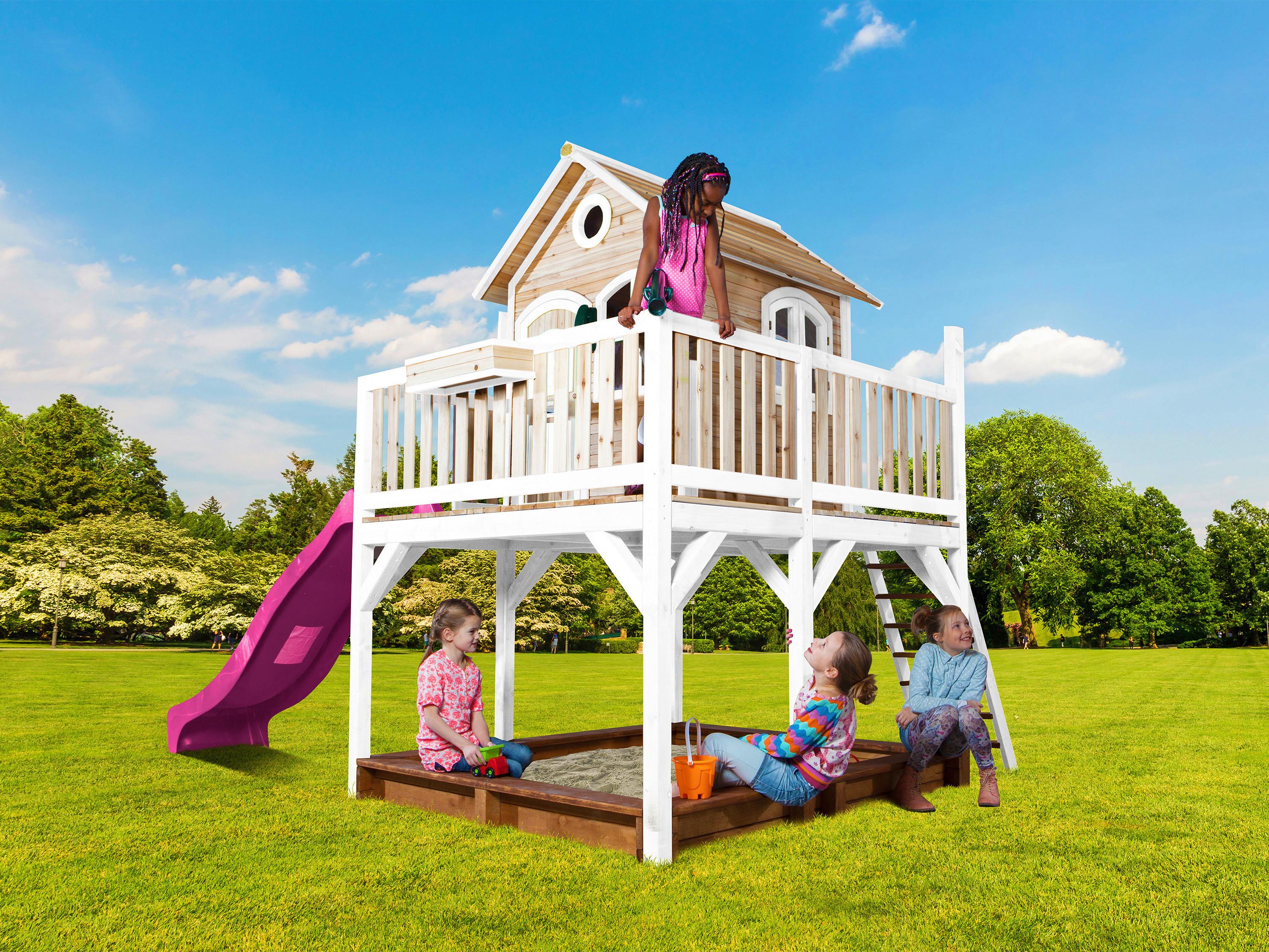 Spielturm A030.151.41 - Lila/Braun, KONVENTIONELL, Holz (377/291/255cm) - Ambia Garden