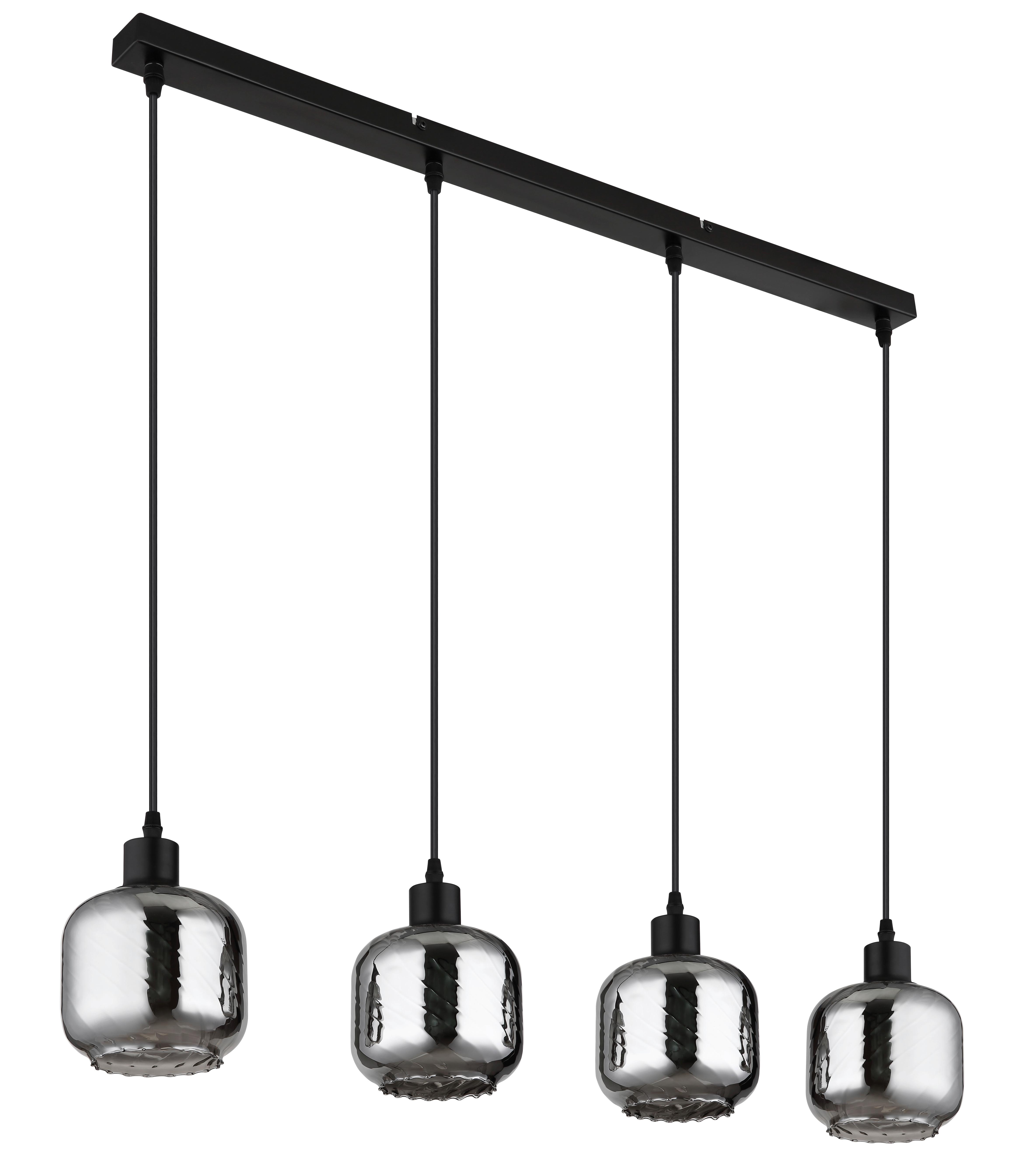 Hängeleuchte 15754-4h Xia - Klar/Schwarz, Design, Glas/Kunststoff (89/14/120cm) - Globo