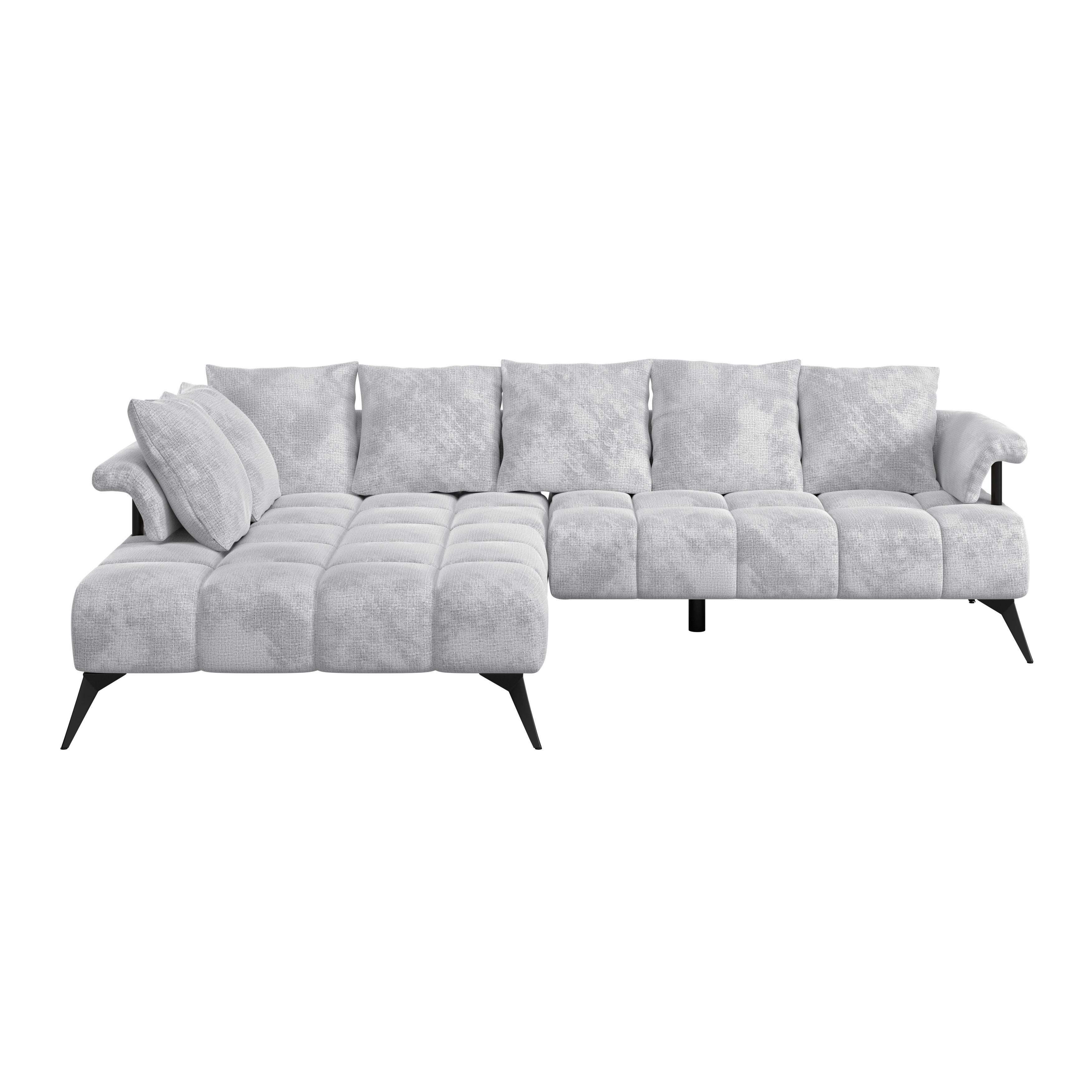 Ecksofa Vanessa New - Hellgrau/Schwarz, MODERN, Textil (200/297cm)