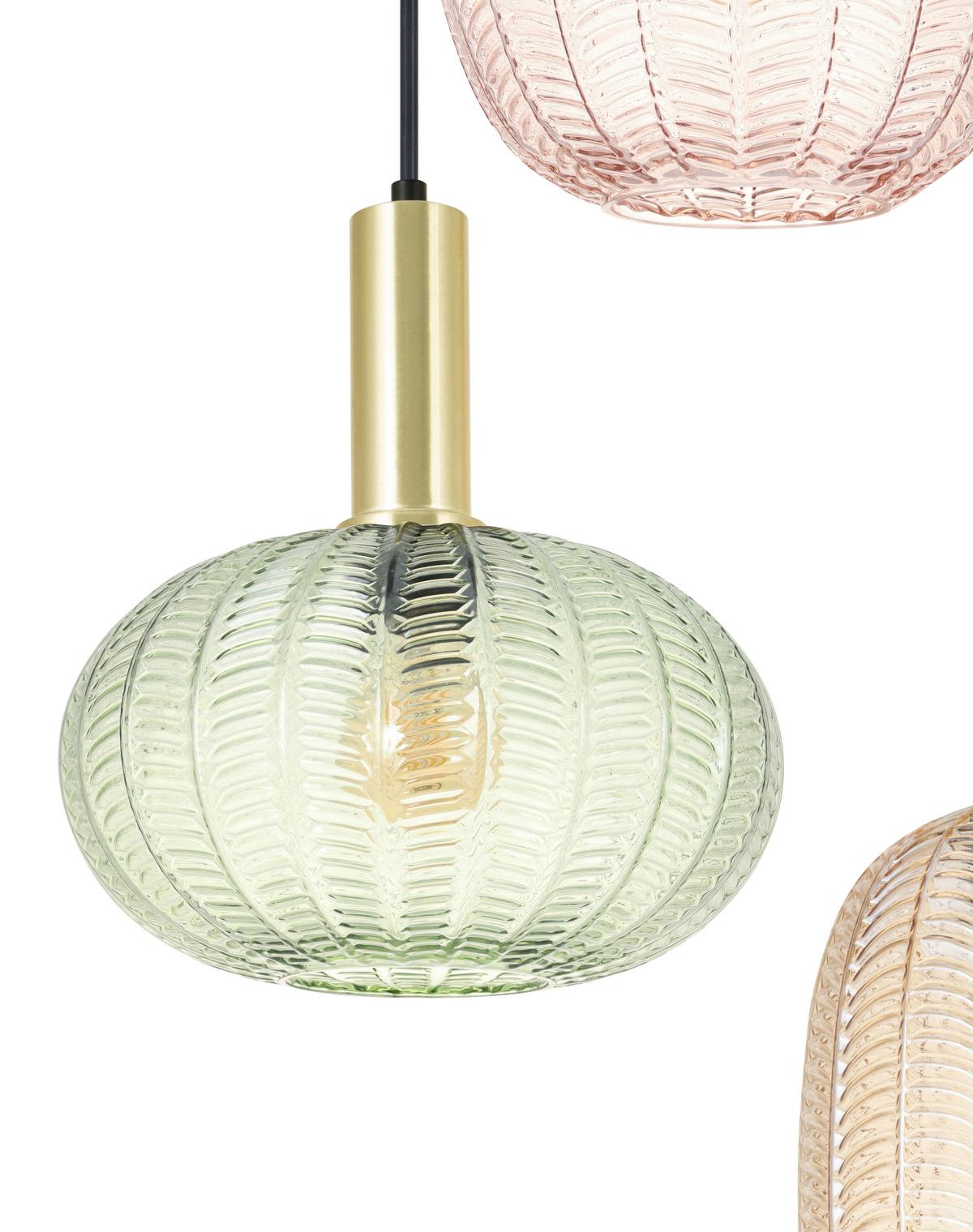 Hängeleuchte Bunti - Pink/Goldfarben, MODERN, Glas/Metall (45/45/120cm)