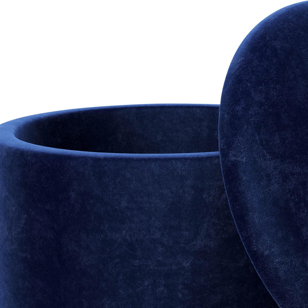 Pouf Sue Samt Blau/Goldfarben DxH 55x35 cm mit Stauraum - Blau/Goldfarben, LIFESTYLE, Textil (55/35/55cm) - Playboy
