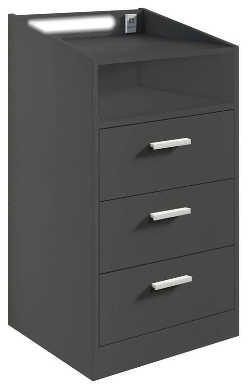 Nachkästchen Graphitfarben H: 84 Cm Lumo - Graphitfarben, MODERN, Holzwerkstoff (46/84/42cm) - MID.YOU