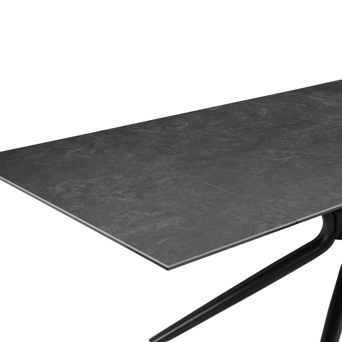 Esstisch Liana Grau/Schwarz L: 160-240 cm - Schwarz/Grau, MODERN, Glas/Keramik (160-240/90/76cm) - P & B