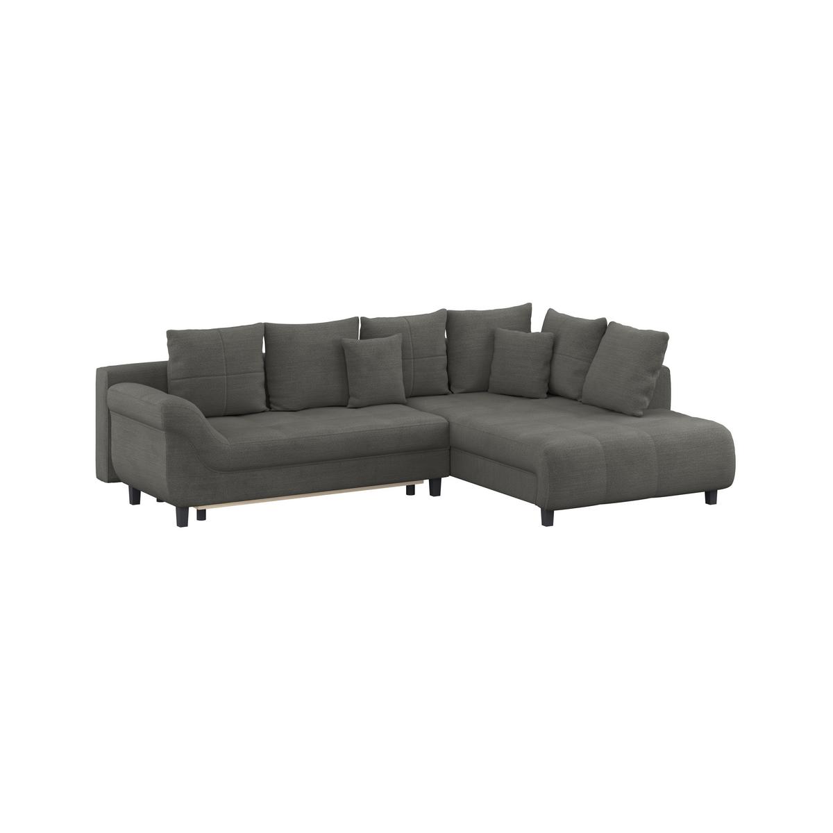 Ecksofa mit Schlaffunktion Mendoza New Chenille 309x197cm - Anthrazit/Schwarz, KONVENTIONELL, Textil (309/197cm) - Ondega