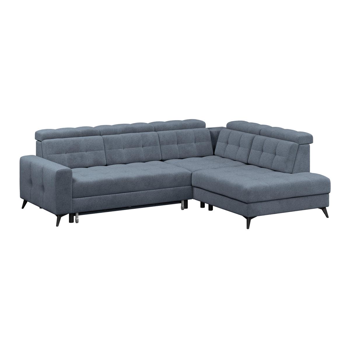 Ecksofa Barletta New Velours Blau, 289x228cm - Blau/Schwarz, ROMANTIK / LANDHAUS, Textil (289/228cm) - Luca Bessoni
