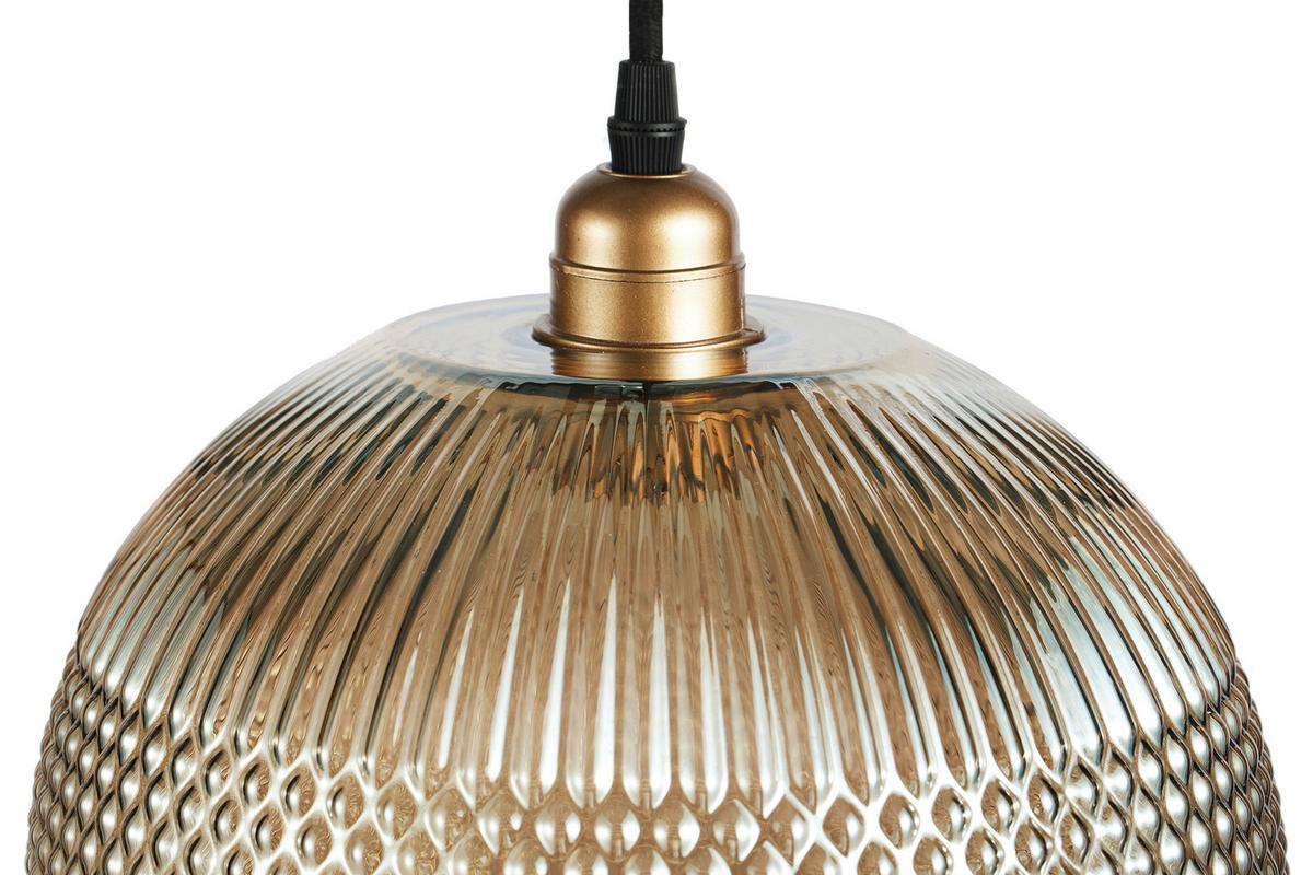Hängeleuchte Neptun Gold B: 25 cm - Goldfarben/Grau, Basics, Glas (25/25/26cm) - Kayoom