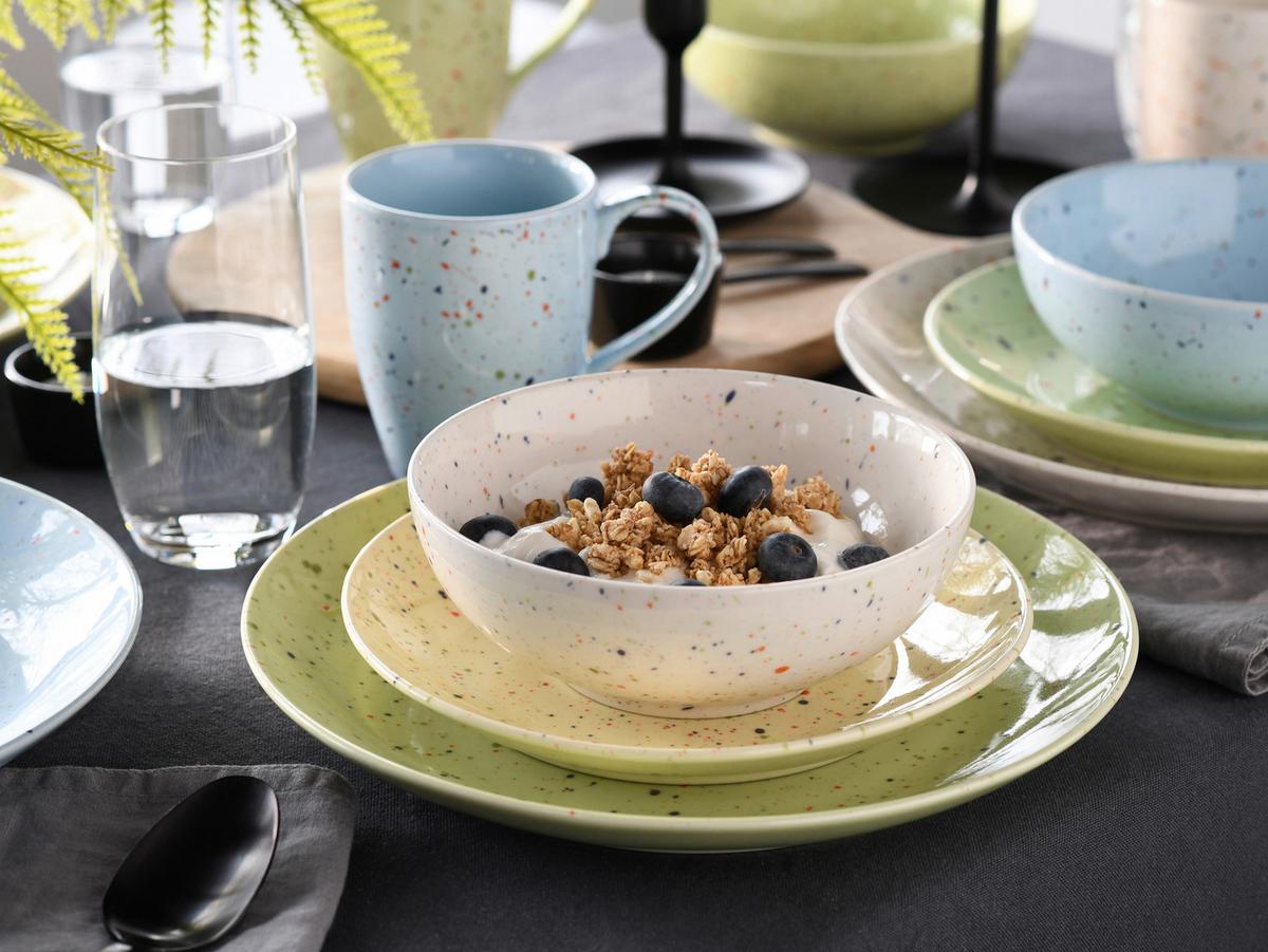 Kombiservice Confetti Bunt Hell-/blau/grün/gelb 16--Teilig - Hellgelb/Hellgrün, Basics, Keramik - Creatable