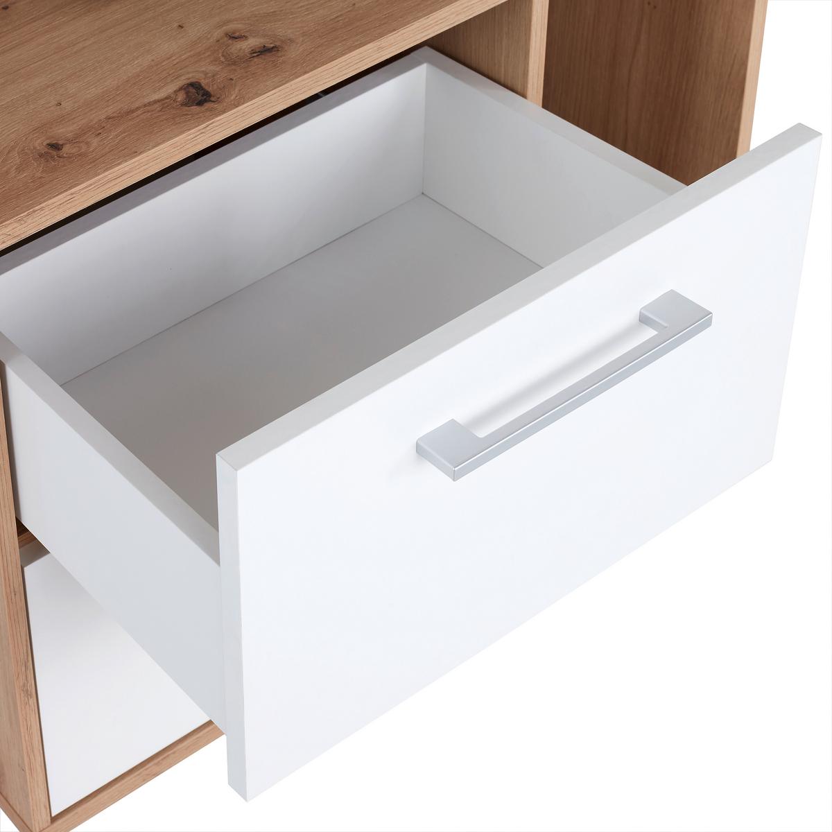 Komód Box 75/60 Cm - tölgyfa színű/fehér, Modern, faalapú anyag (75/60/40cm) - Ondega