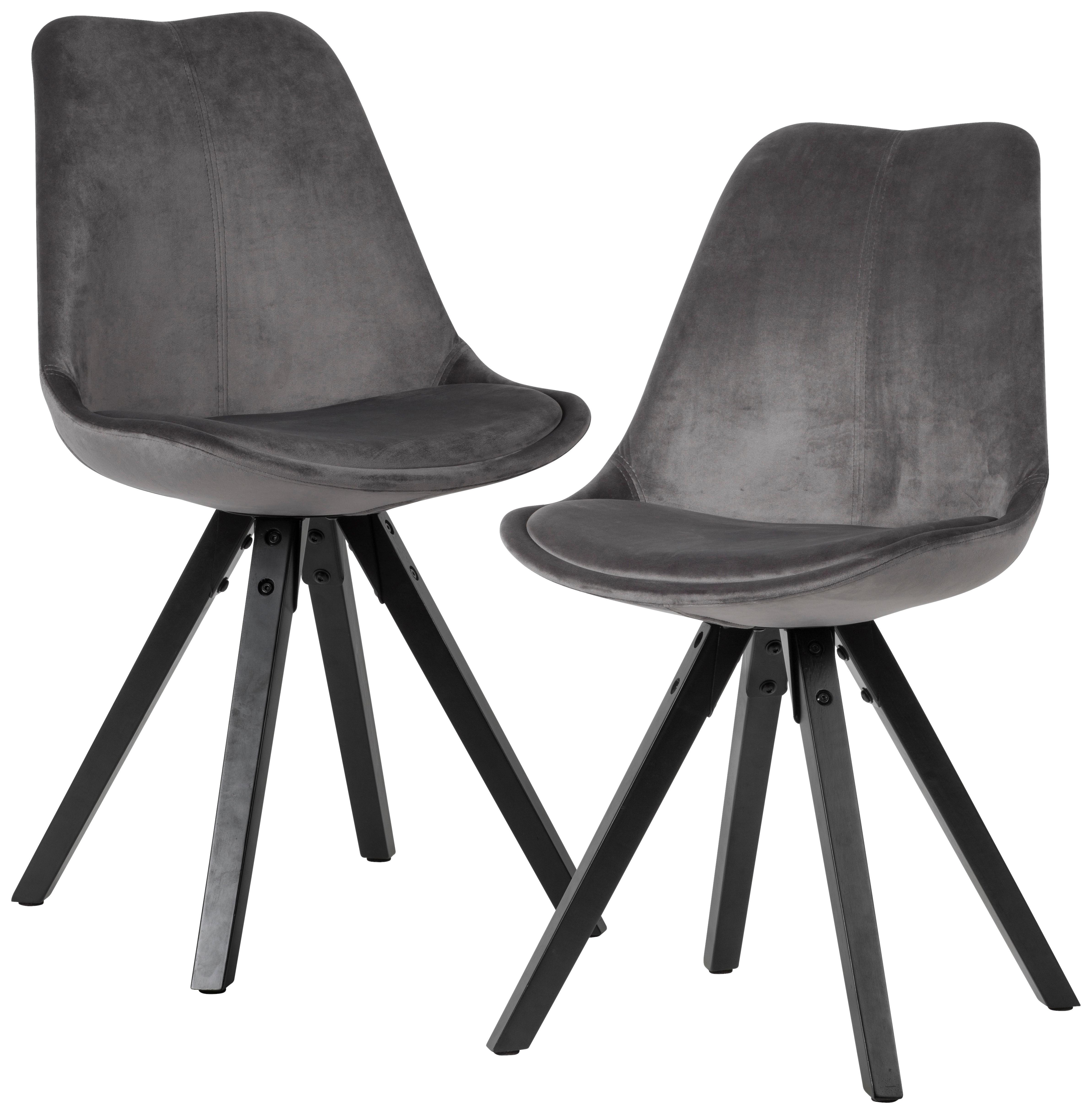 Sada židlí tmavěšedá - černá/tmavě šedá, Moderní, dřevo/textil (49/87/52cm) - MID.YOU
