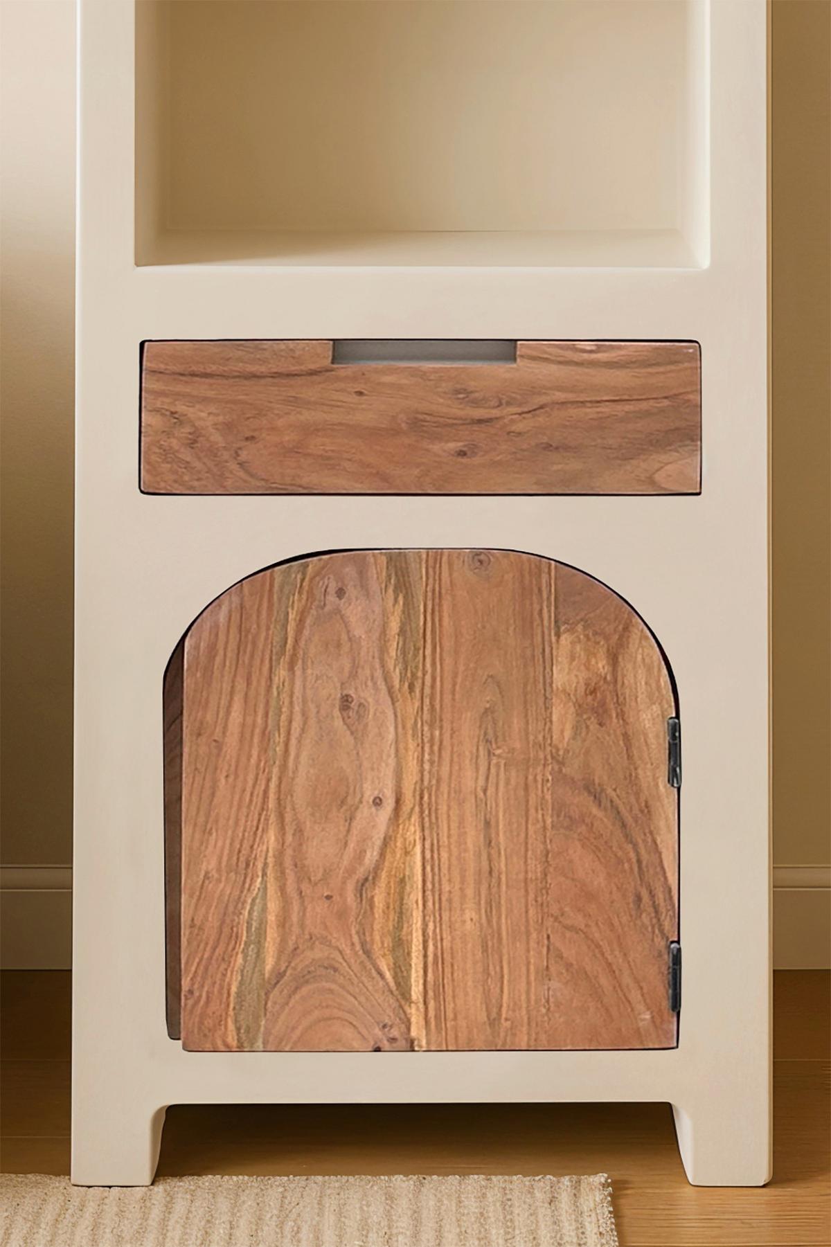 HOCHSCHRANK Naturfarben/Weiß B: 50cm - Weiß/Naturfarben, Design, Holz/Holzwerkstoff (50/175/40cm) - MID.YOU
