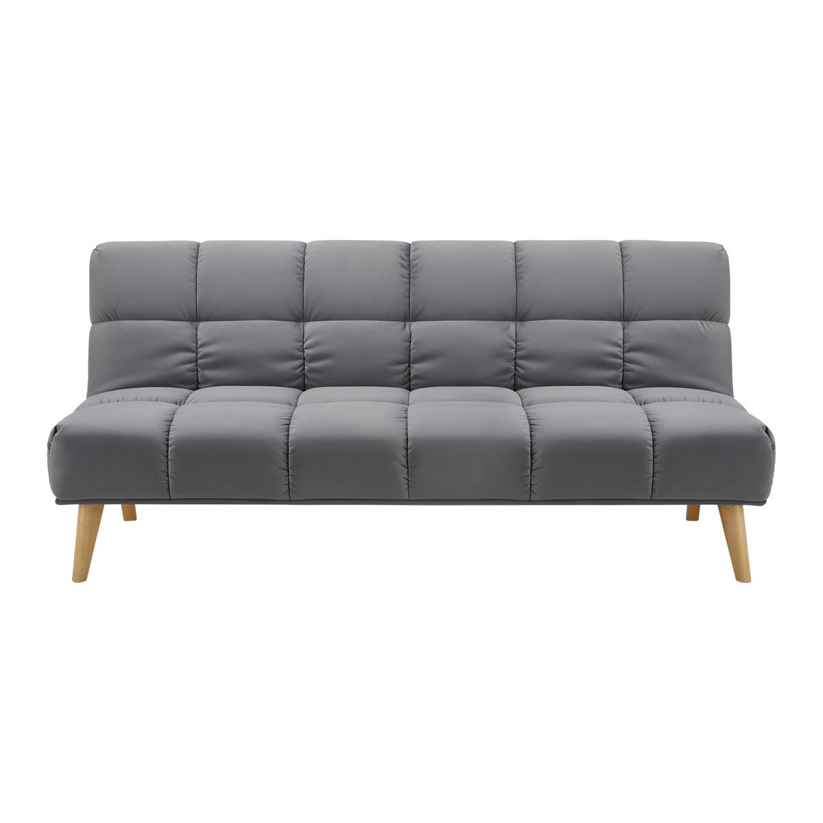 Rozkládací pohovka ALVA, tmavě šedá - tmavě šedá/přírodní barvy, Moderní, dřevo/textil (185/80/88cm) - Bessagi Home