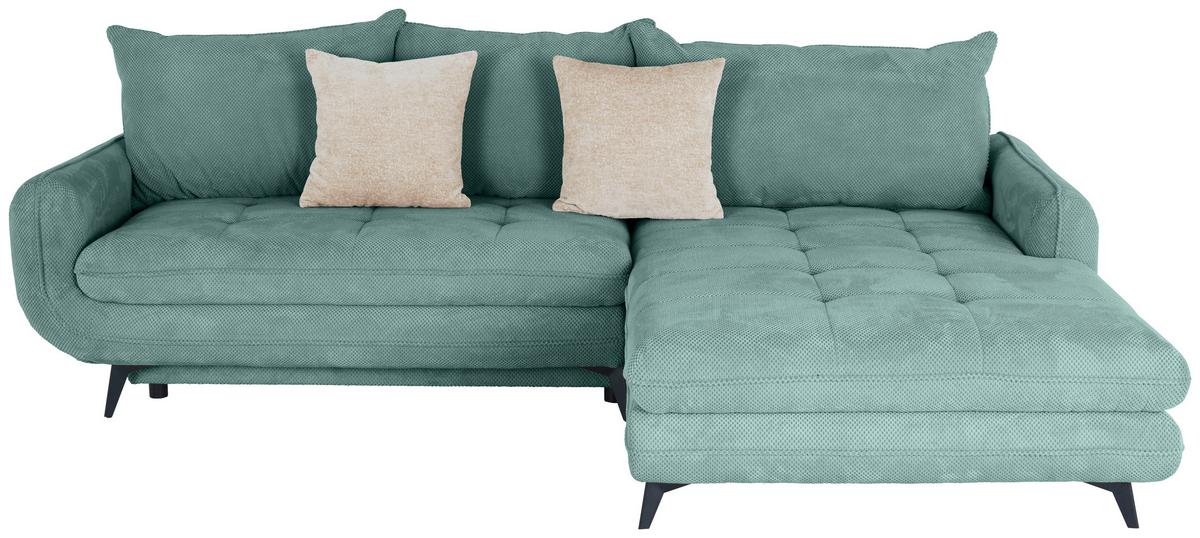 Ecksofa Wave - Türkis/Schwarz, MODERN, Holz/Textil (266/189cm)