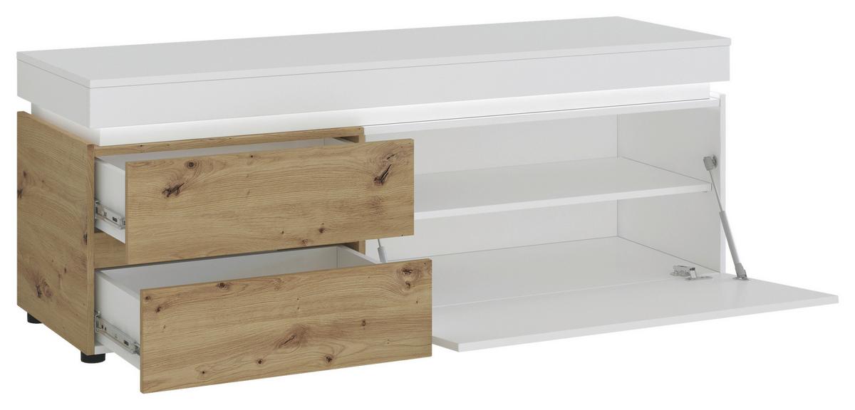 TV-Element Luci Weiß Eiche Artisan/Weiß - Schwarz/Eiche Artisan, Trend, Holzwerkstoff (150,4/56,7/48cm) - MID.YOU