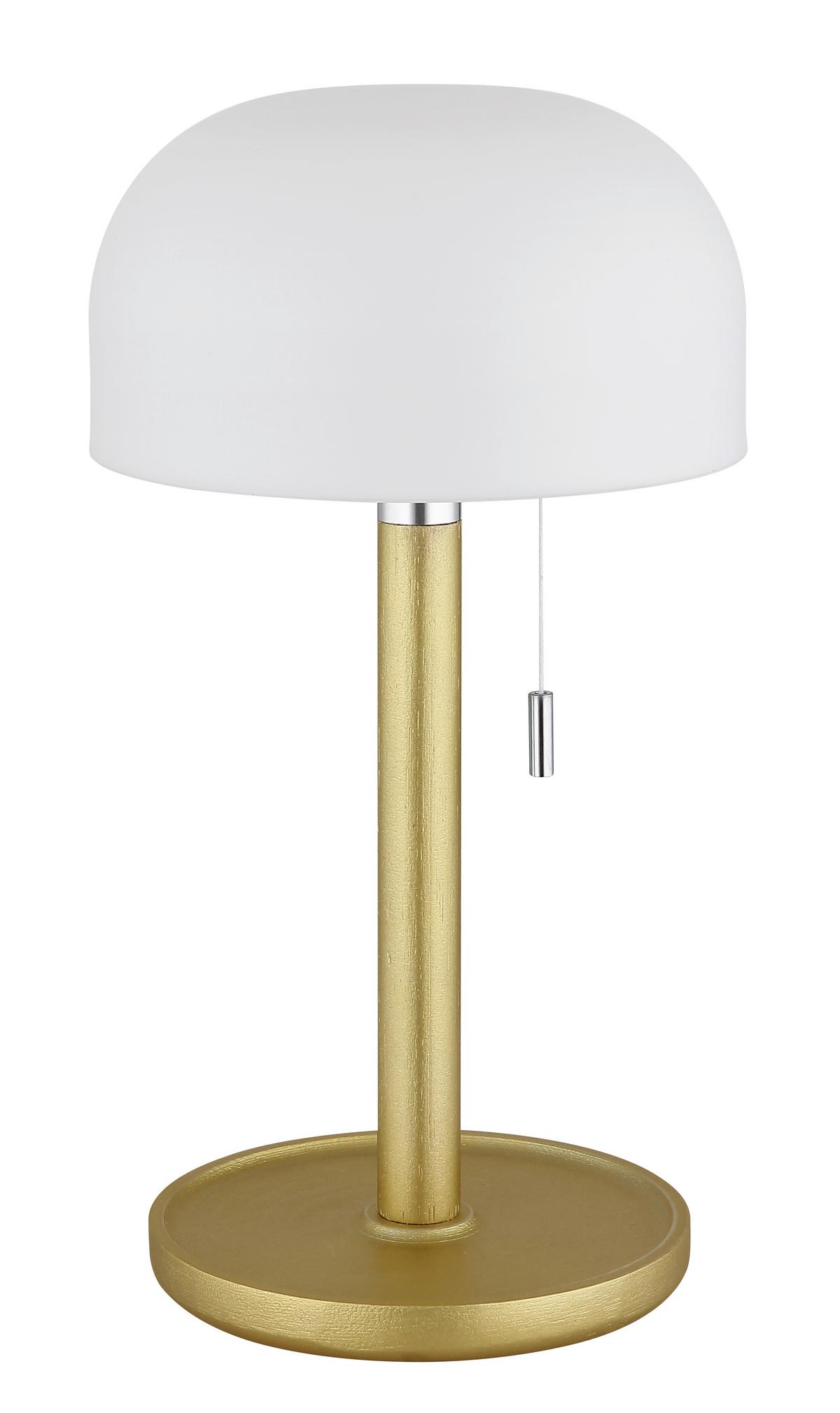 Akku-tischleuchte 21016m Norman - Messingfarben/Opal, KONVENTIONELL, Holz/Kunststoff (15/28cm) - Globo