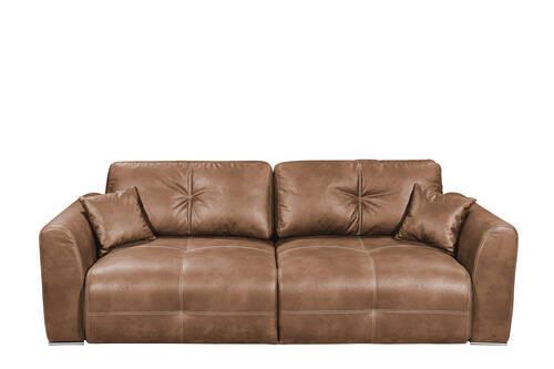 Schlafsofa Dolan Lux.3Dl Hellbraun - Hellbraun/Chromfarben, MODERN, Textil (245/85/115cm) - Livetastic