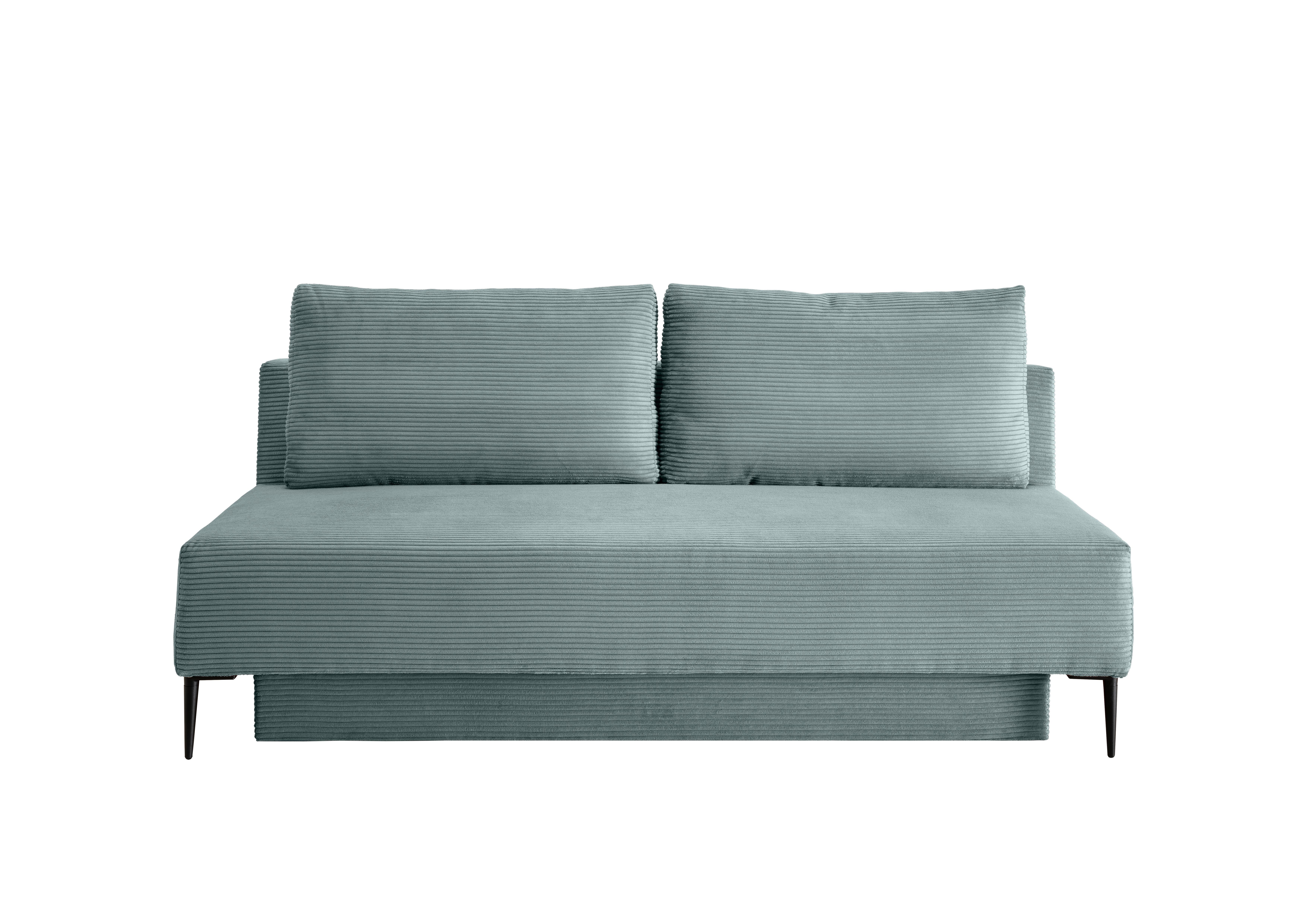 Schlafsofa Petri Hellblau Cord, Rücken Echt B: 198 cm - Schwarz/Hellblau, MODERN, Textil (198/90/100cm) - Livetastic