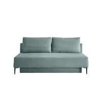 Schlafsofa Petri Hellblau Cord, Rücken Echt B: 198 cm - Schwarz/Hellblau, MODERN, Textil (198/90/100cm) - Livetastic
