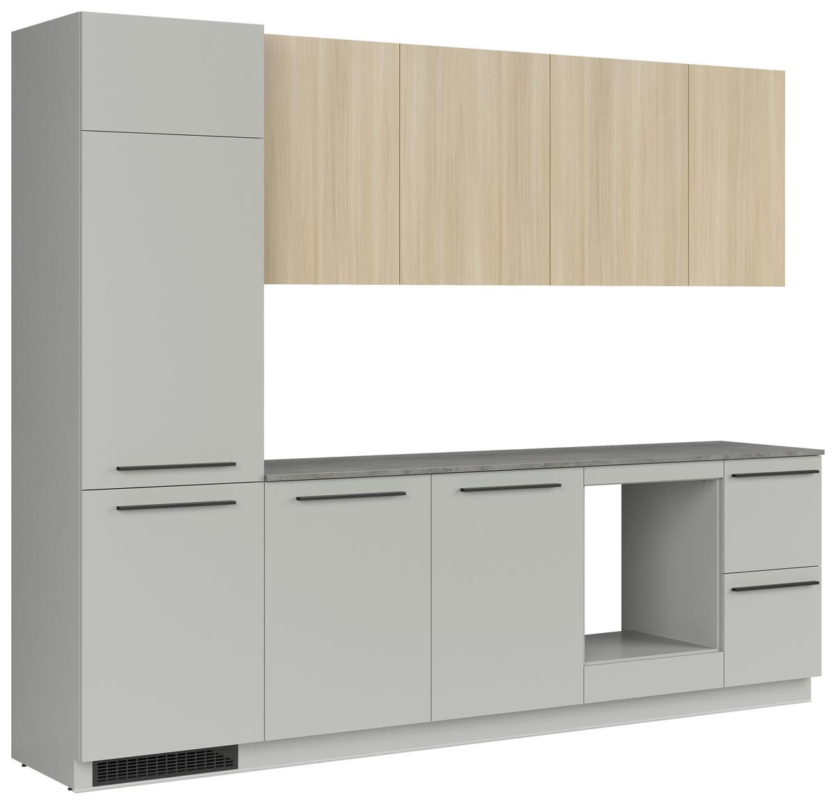 Küchenblock Milino Medium A-Chg-Sbe - Eichefarben/Graphitfarben, Basics, Holzwerkstoff (285cm) - Visiona