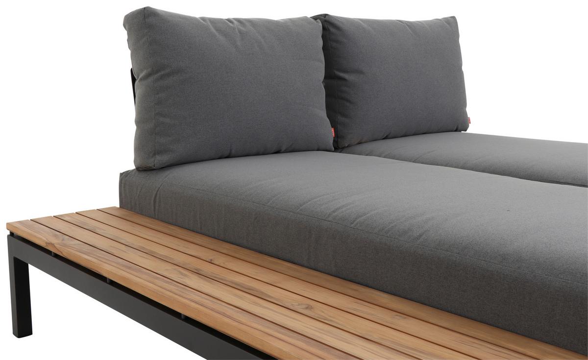 Loungegarnitur 5-Tlg Teakholz/Metall mit Kissen - Anthrazit/Grau, KONVENTIONELL, Holz/Textil (252/84/354cm) - Siena Garden