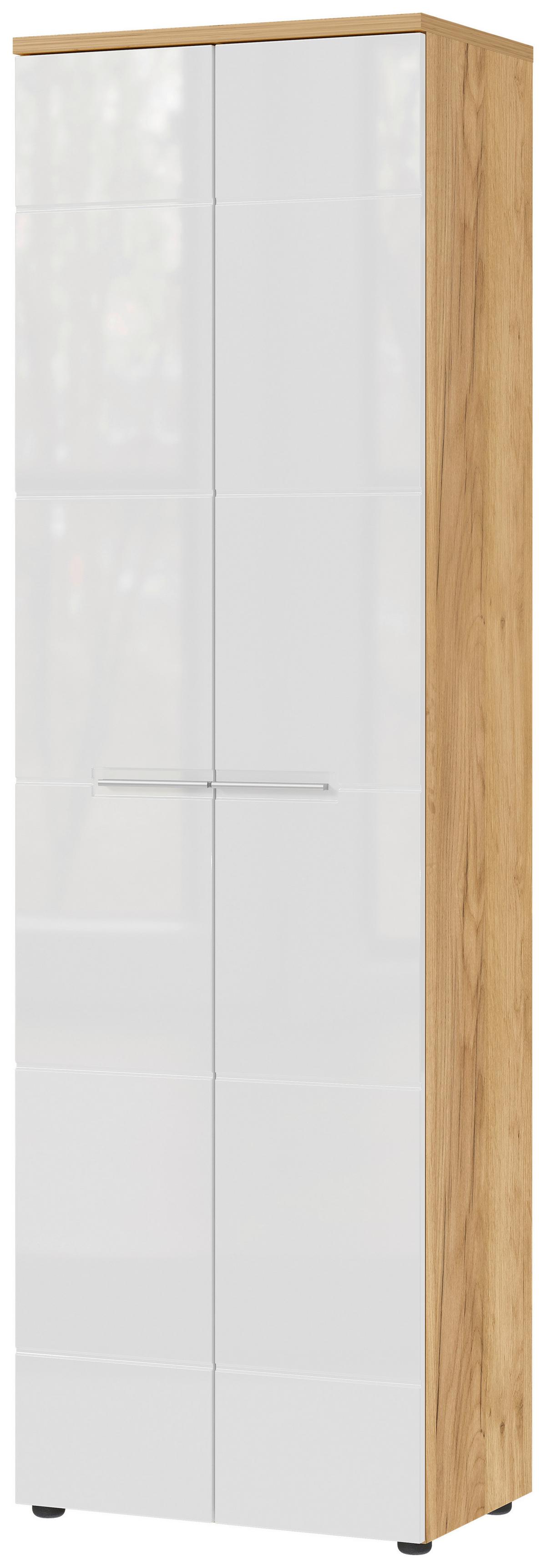 Garderobenschrank Aledo Weiß B: 60 cm - Weiß Hochglanz/Eichefarben, MODERN, Holzwerkstoff (60/200/41cm) - Germania