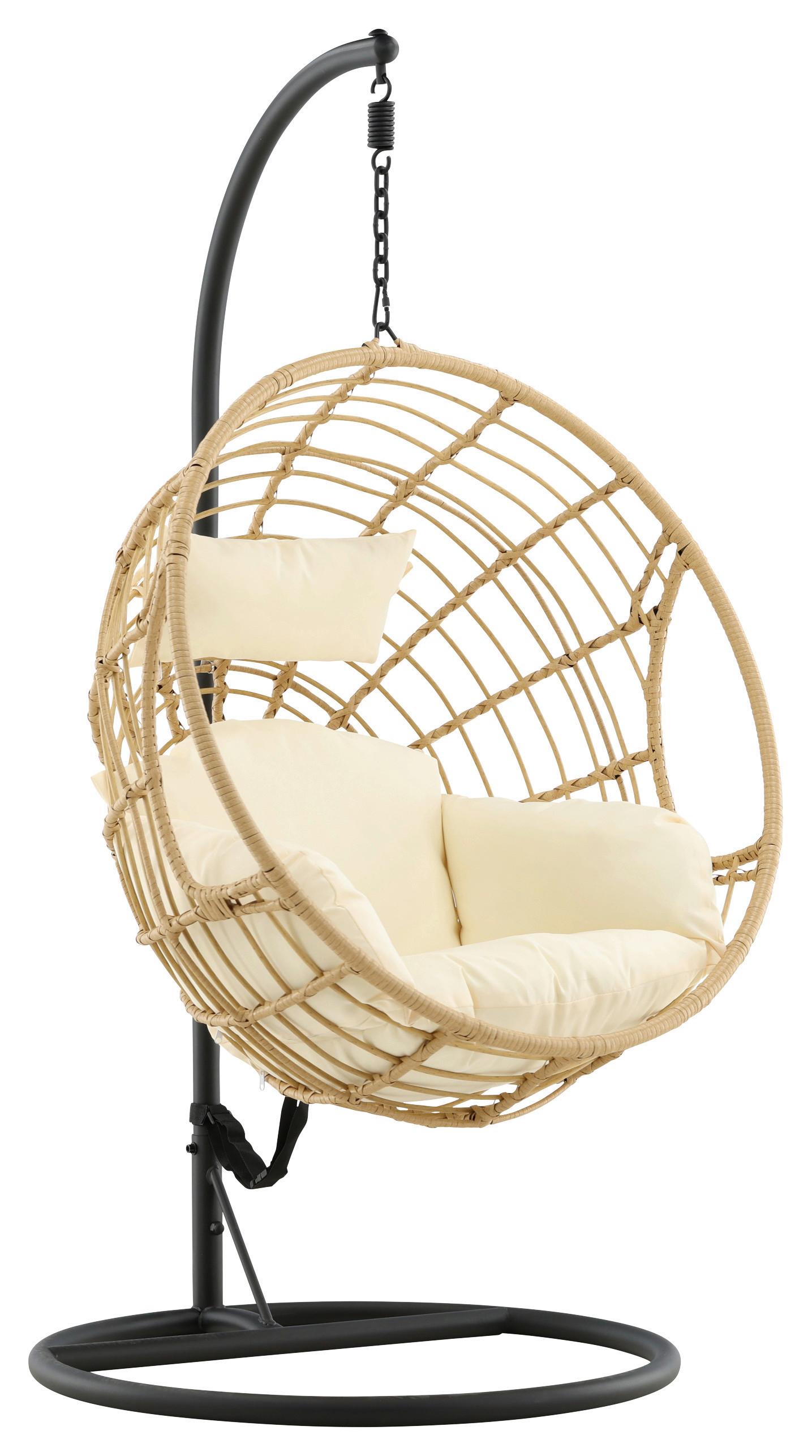 Hängesessel mit Gestell Viga mit Sitz- und Rückenkissen - KONVENTIONELL, Kunststoff (105/186/160cm) - Gardenson