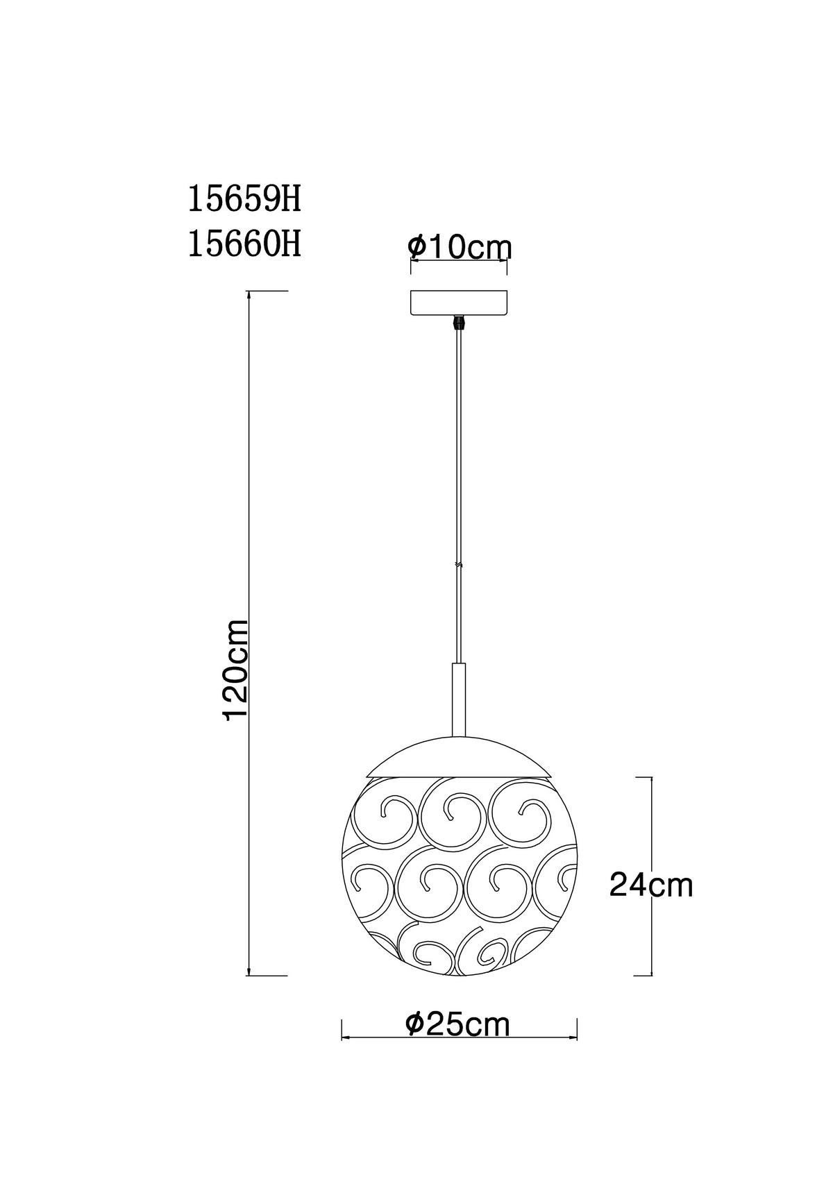 Hängeleuchte 15659h - Goldfarben/Schwarz, KONVENTIONELL, Kunststoff/Metall (25/120cm) - Globo