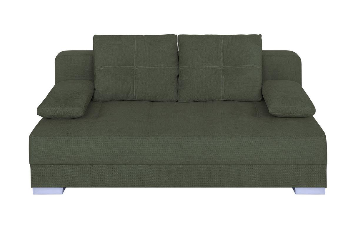 Schlafsofa mit Bettkasten Ben Grün - Waldgrün/Chromfarben, Design, Holzwerkstoff/Textil (200/90/110cm) - P & B