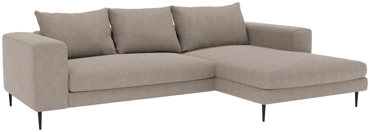 Ecksofa Aurora Ii - Taupe/Schwarz, MODERN, Textil (275/170cm) - Trendmanufaktur