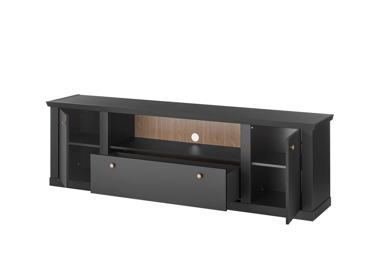 Lowboar Lincoln Schwarz/Eichefarben B: 205cm - Eichefarben/Schwarz, Design, Holzwerkstoff (205/62/42cm) - MID.YOU