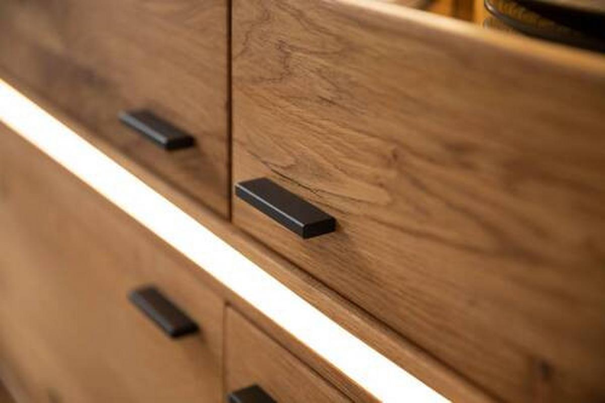 Highboard Echtholz B: 123 cm Como Wildeiche - Wildeiche, Natur, Glas/Holz (123/137/38cm) - MID.YOU