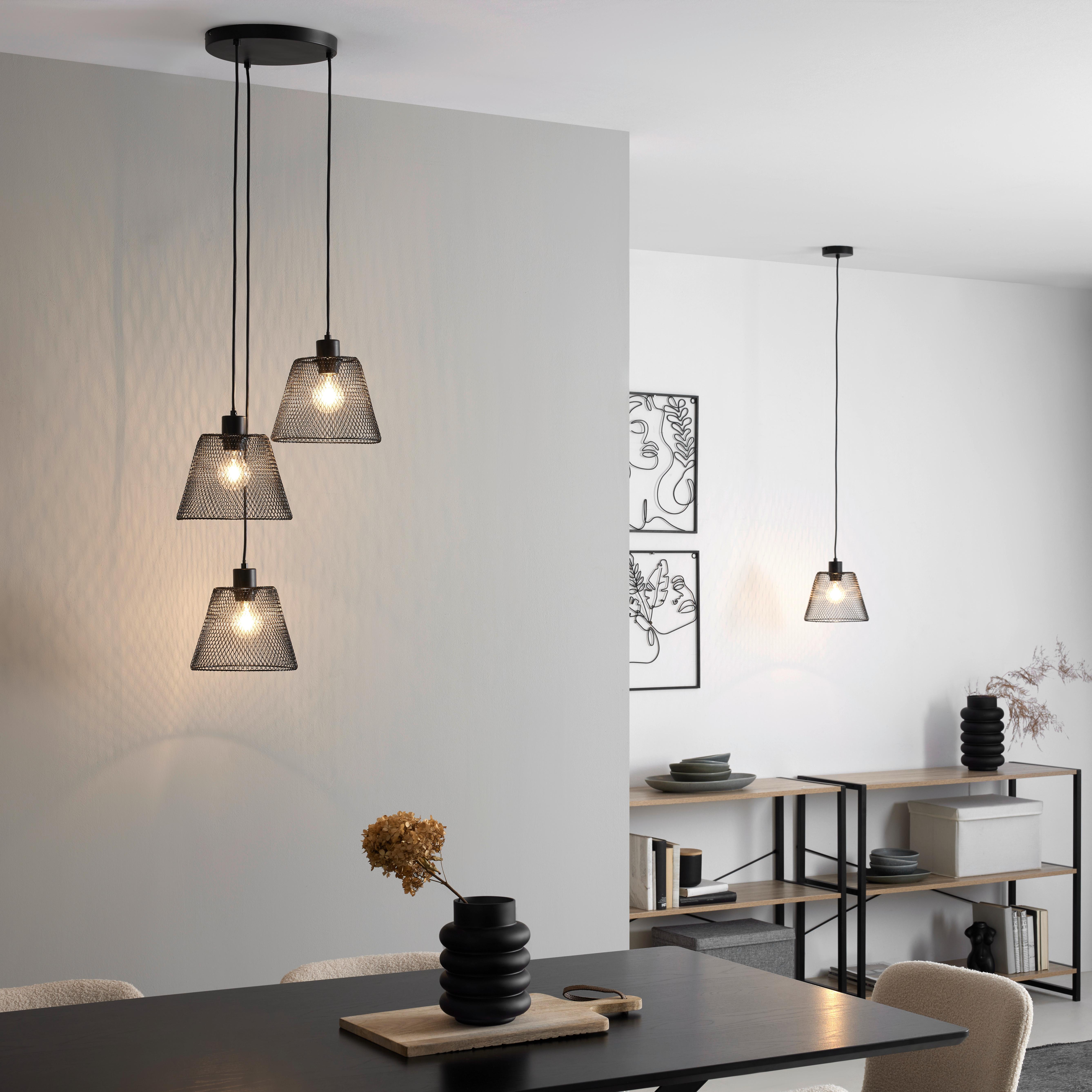 Závěsné svítidlo YLVIE, bez 3xE27 max. 40W - černá, Moderní, kov/plast (42/120cm) - Modern Living