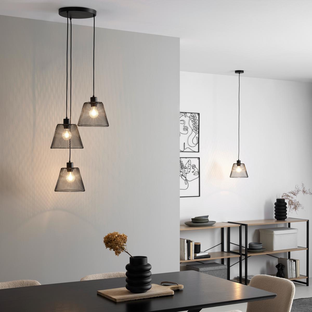 Závěsné svítidlo YLVIE, bez 3xE27 max. 40W - černá, Moderní, kov/plast (42/120cm) - Modern Living