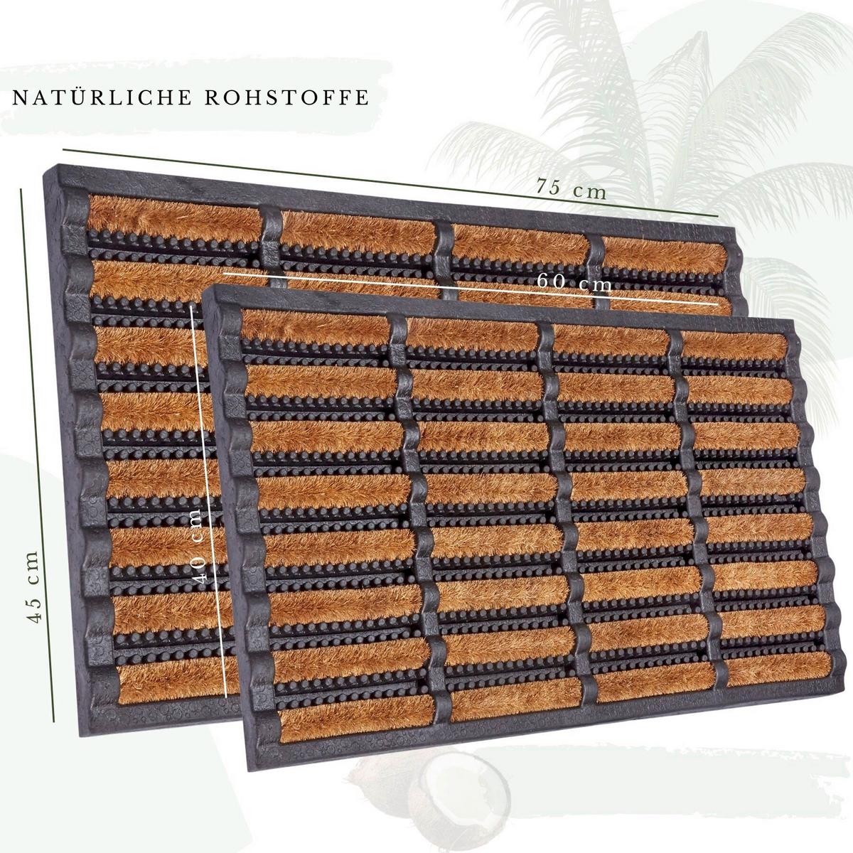 Kokosmatte Brushes Schwarz Kokos 40x60 Cm - Hellbraun/Schwarz, Basics, Naturmaterialien (40/60cm) - Hanse Home