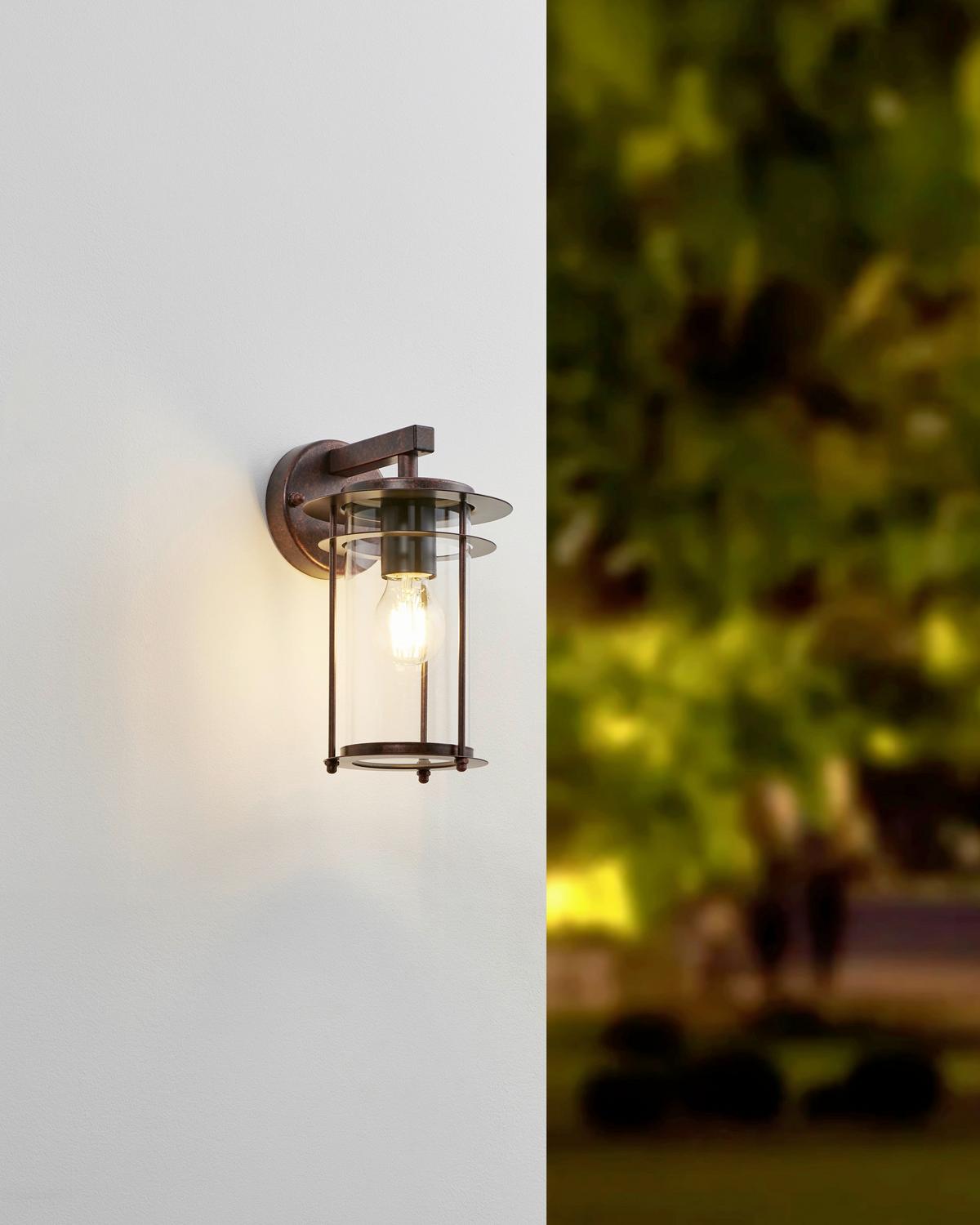 Außenleuchte Valdeo 60 Watt Metall/Glas, Wandmontage - Klar/Transparent, Basics, Glas/Metall (16,5/27,5/20cm) - Eglo