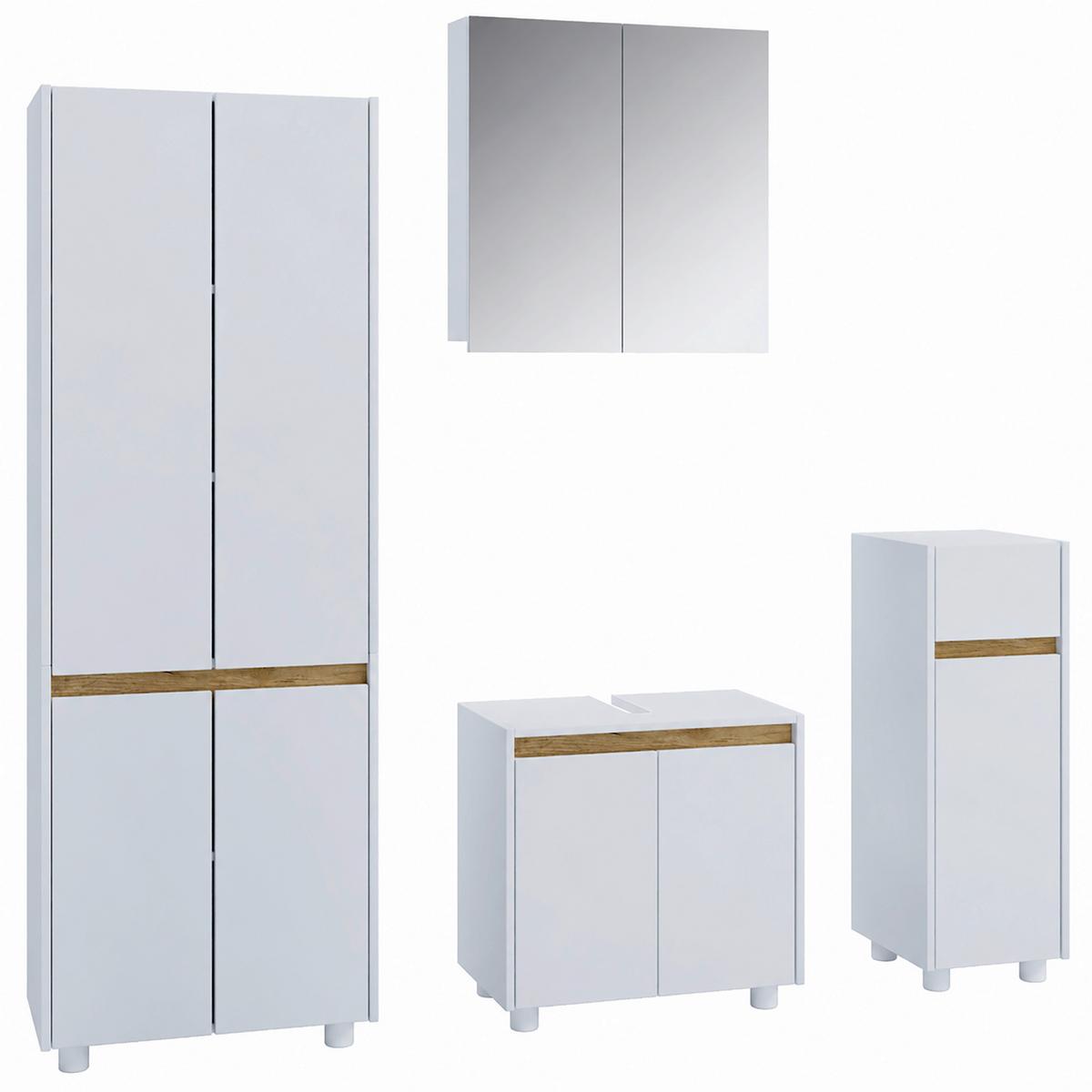 Fürdőszobabútor Cosila - méztölgy színű/fehér, Trend, faalapú anyag (154cm) - MID.YOU