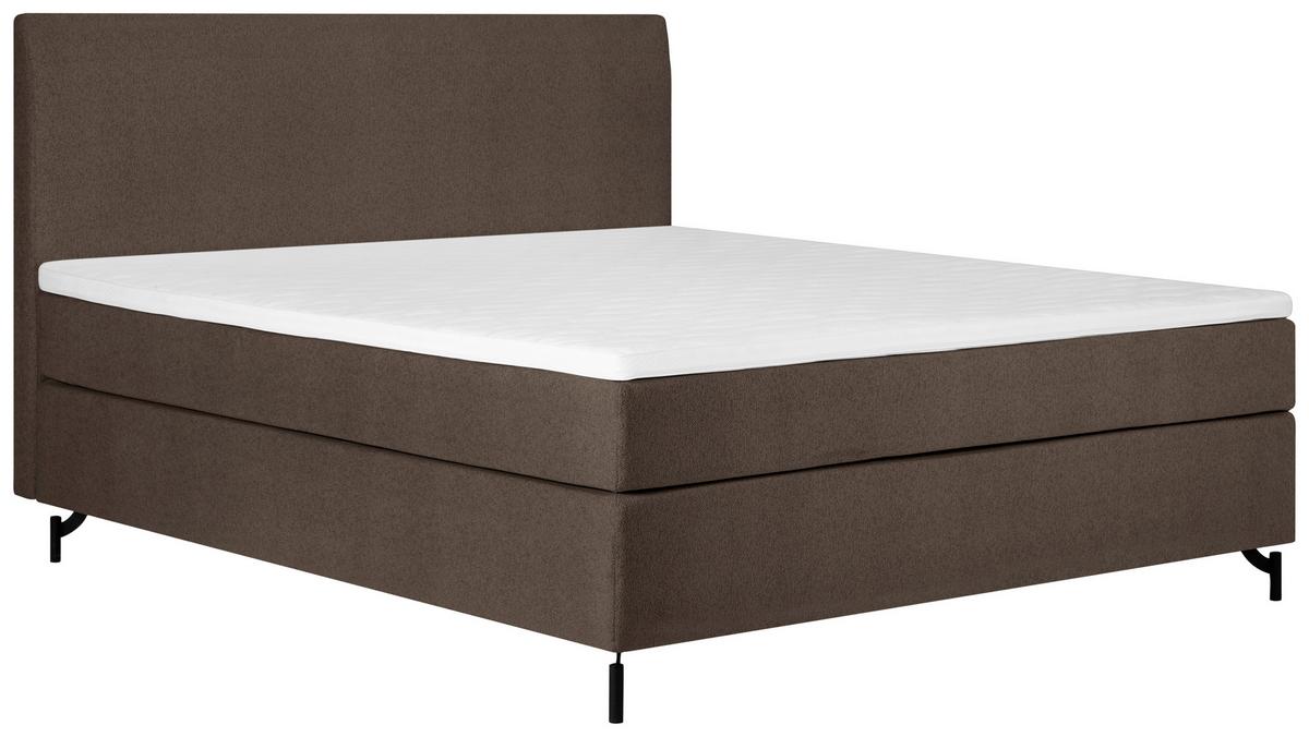 Boxspringbett Linz 140x200 cm Braun inkl. Topper - Schwarz/Braun, MODERN, Textil (140/200cm) - MID.YOU