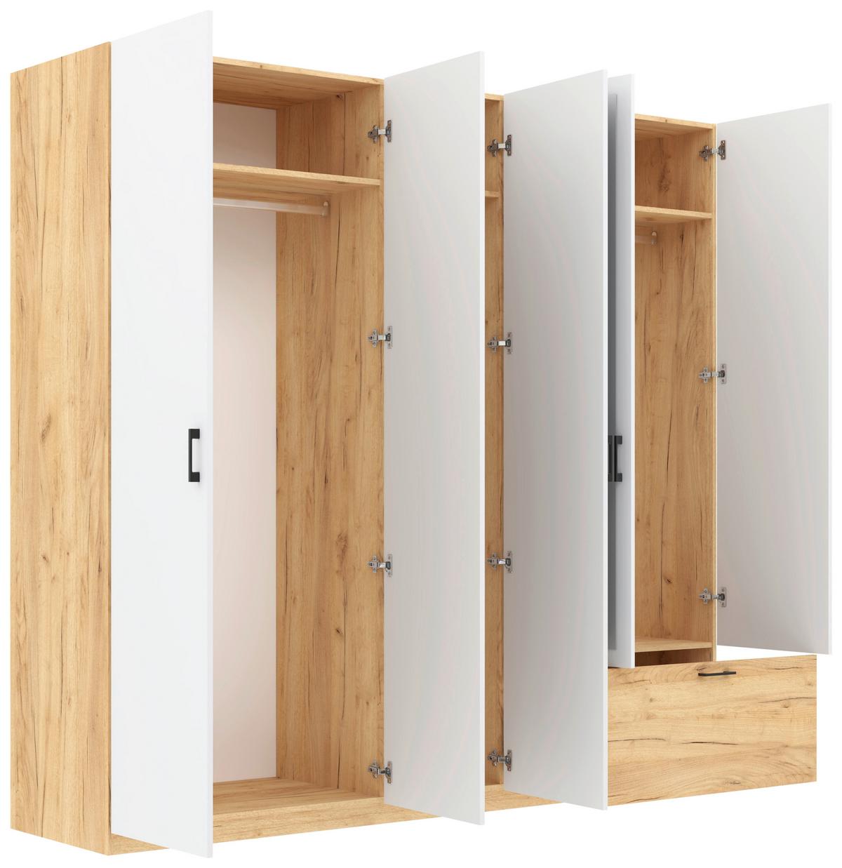 Nyílóajtós Szekrény Mila 225/210 Cm - Artisan tölgy/fehér, Konventionell, faalapú anyag (225/210/54cm)