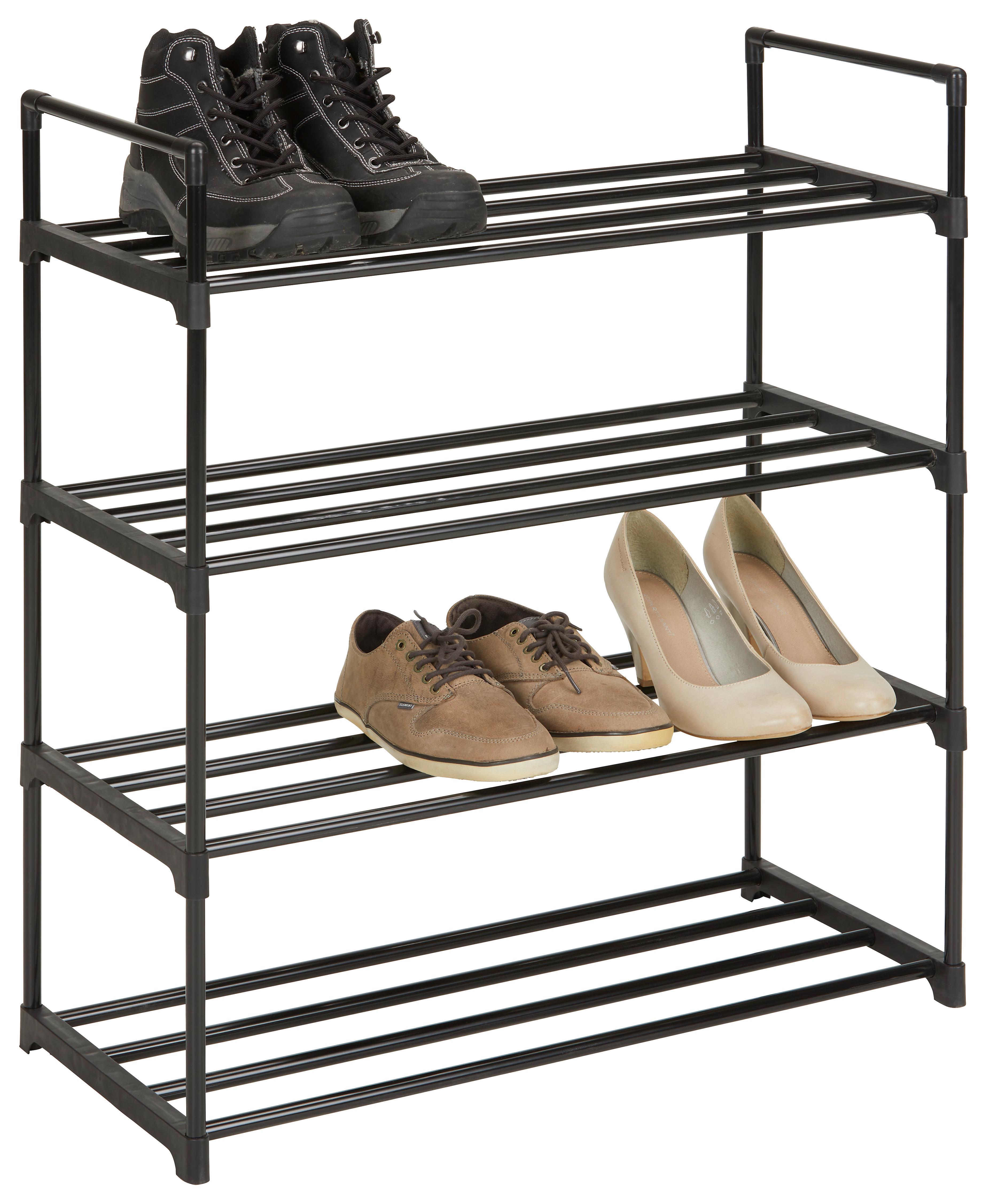Regál na topánky čierna - čierna, Modern, kov (65/74/30cm) - Based