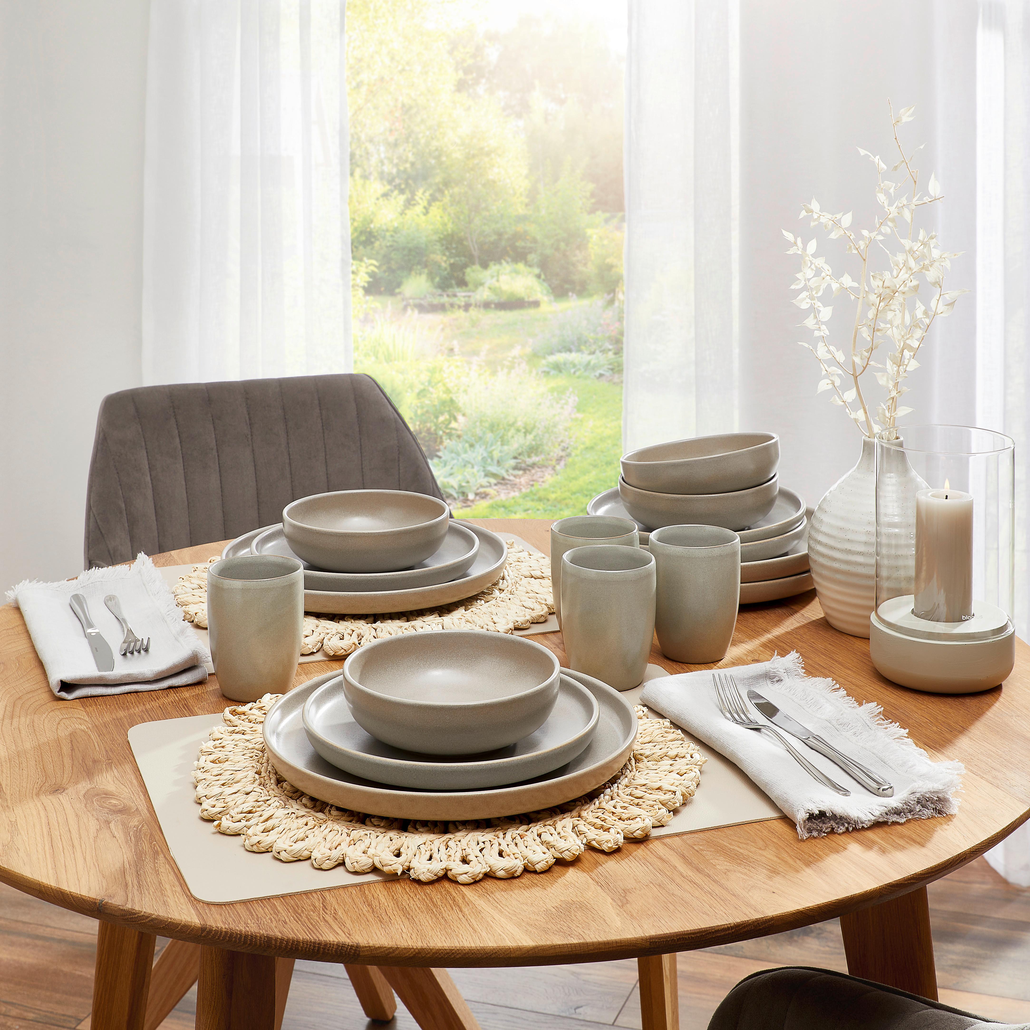 Kombiservice Uno Keramik 4 Personen Geschirr Set Grau - Grau, KONVENTIONELL, Keramik - Creatable