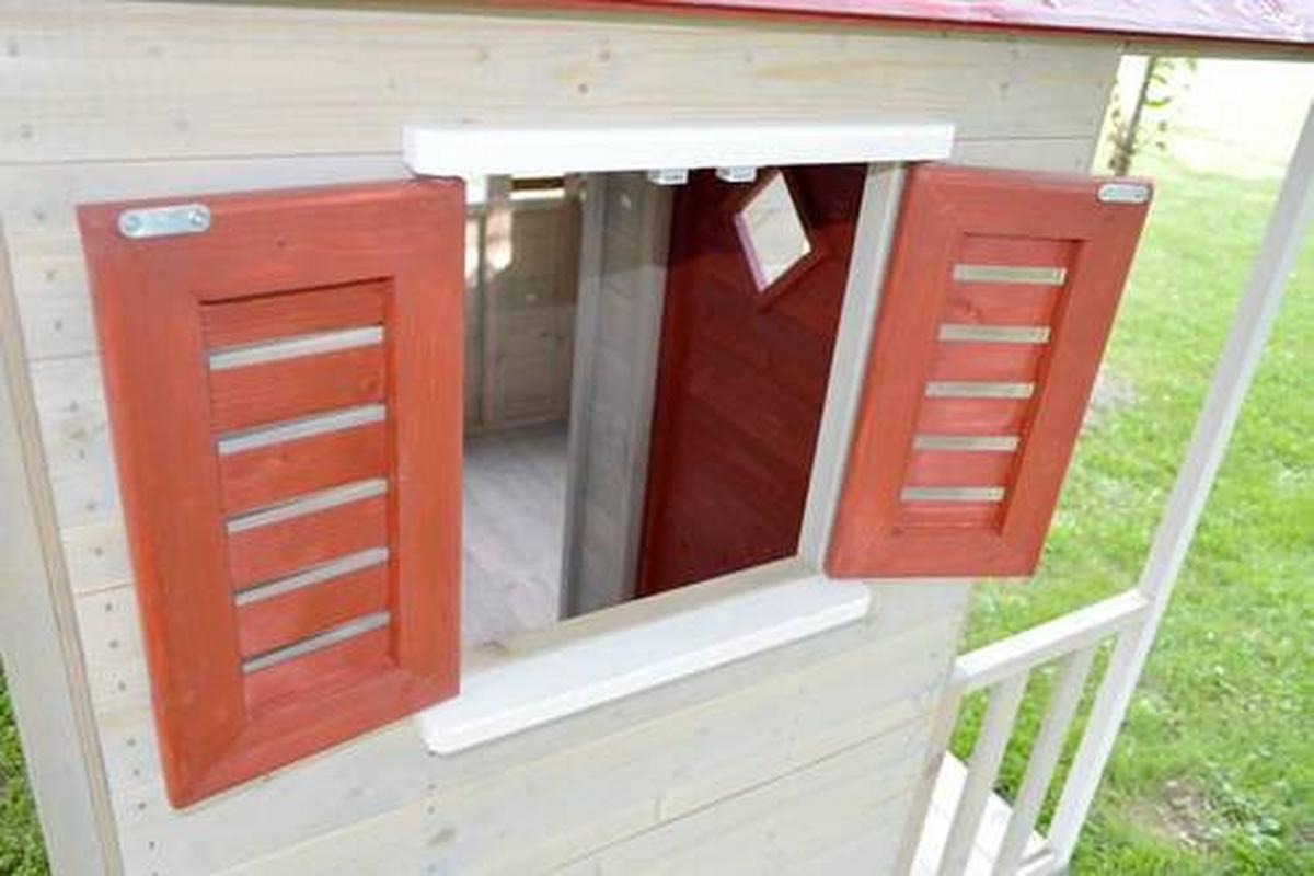 Spielhaus Krokodil Naturfarben/Rot, B: 155 cm - Rot/Naturfarben, KONVENTIONELL, Holz (155/168/120cm)